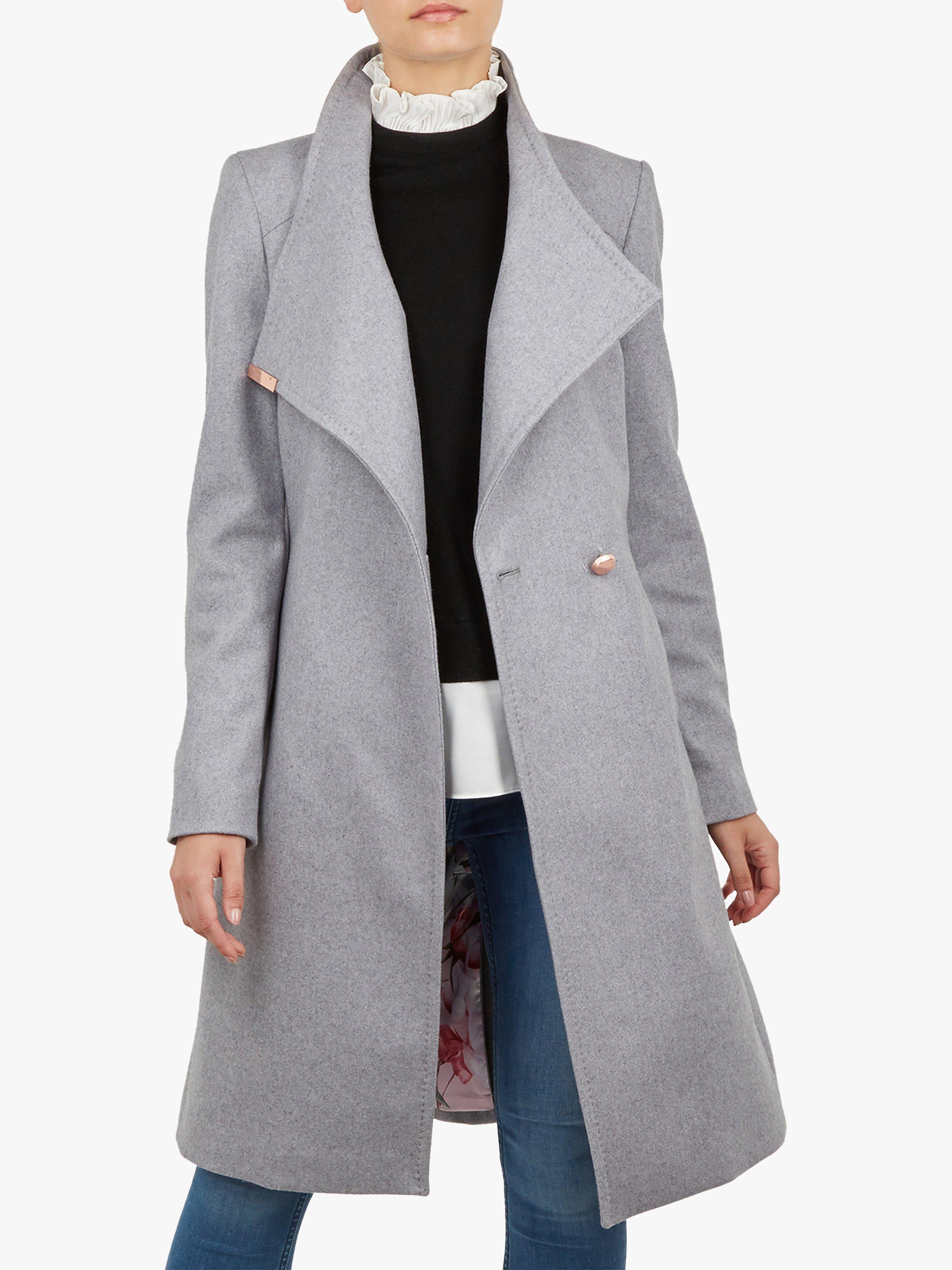 Ted Baker Sandra Wool Blend Wrap Coat, Grey 