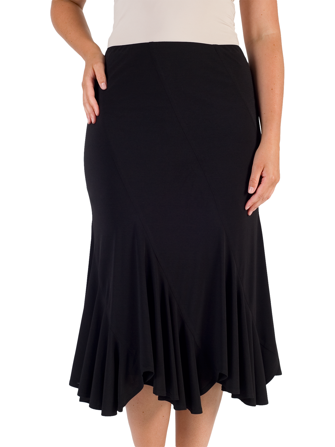 Chesca Pleat Hem Skirt, Black