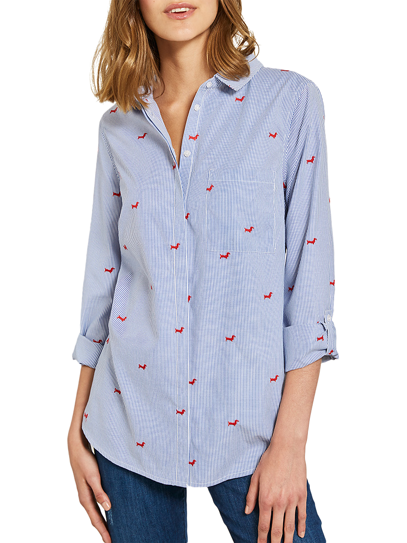 Mint Velvet Striped Dog Shirt, Blue/Multi
