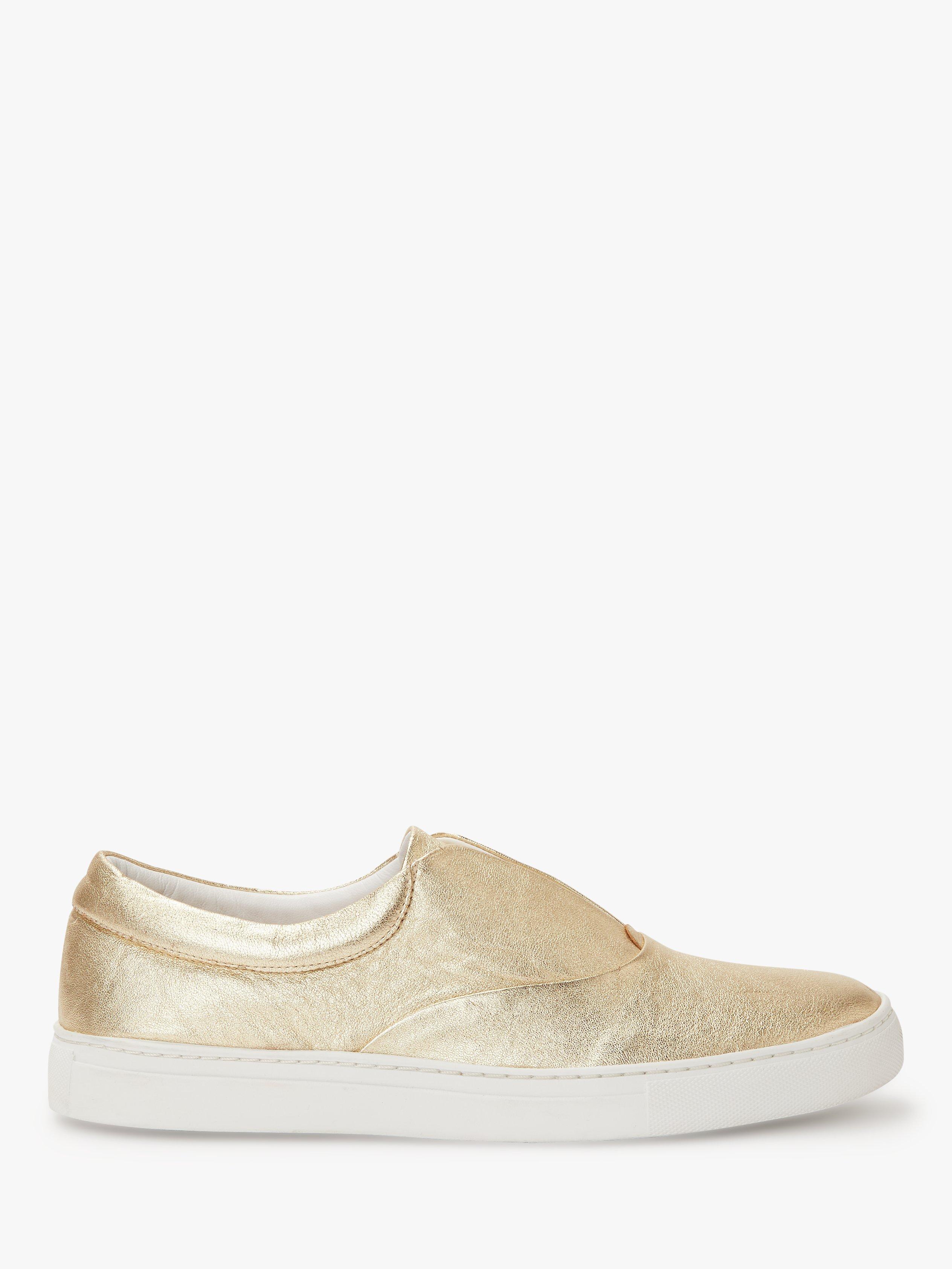 Boden Metallic Slip On Trainers Gold Leather