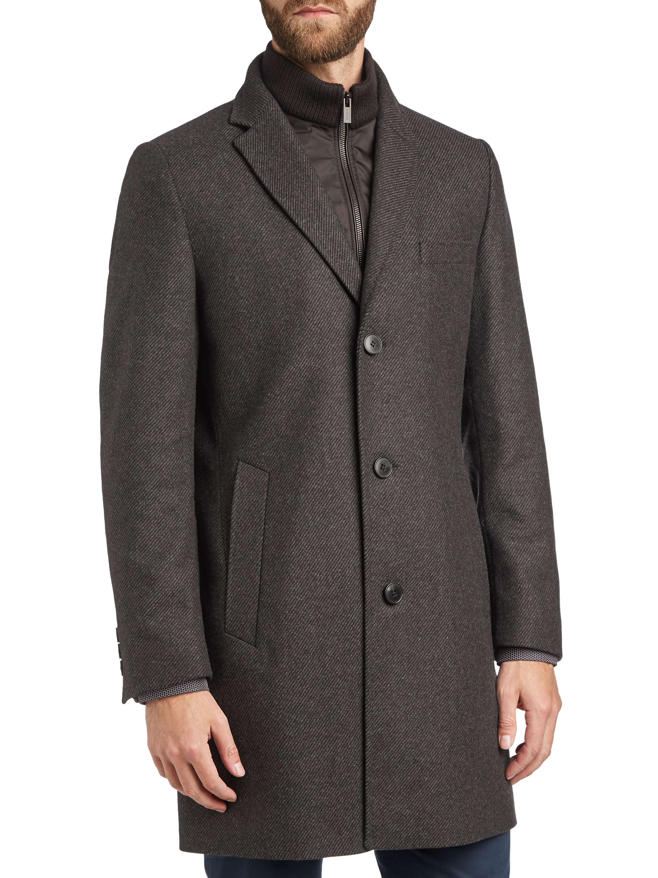 HUGO by Hugo Boss Milogan Wool Blend Stripe Overcoat