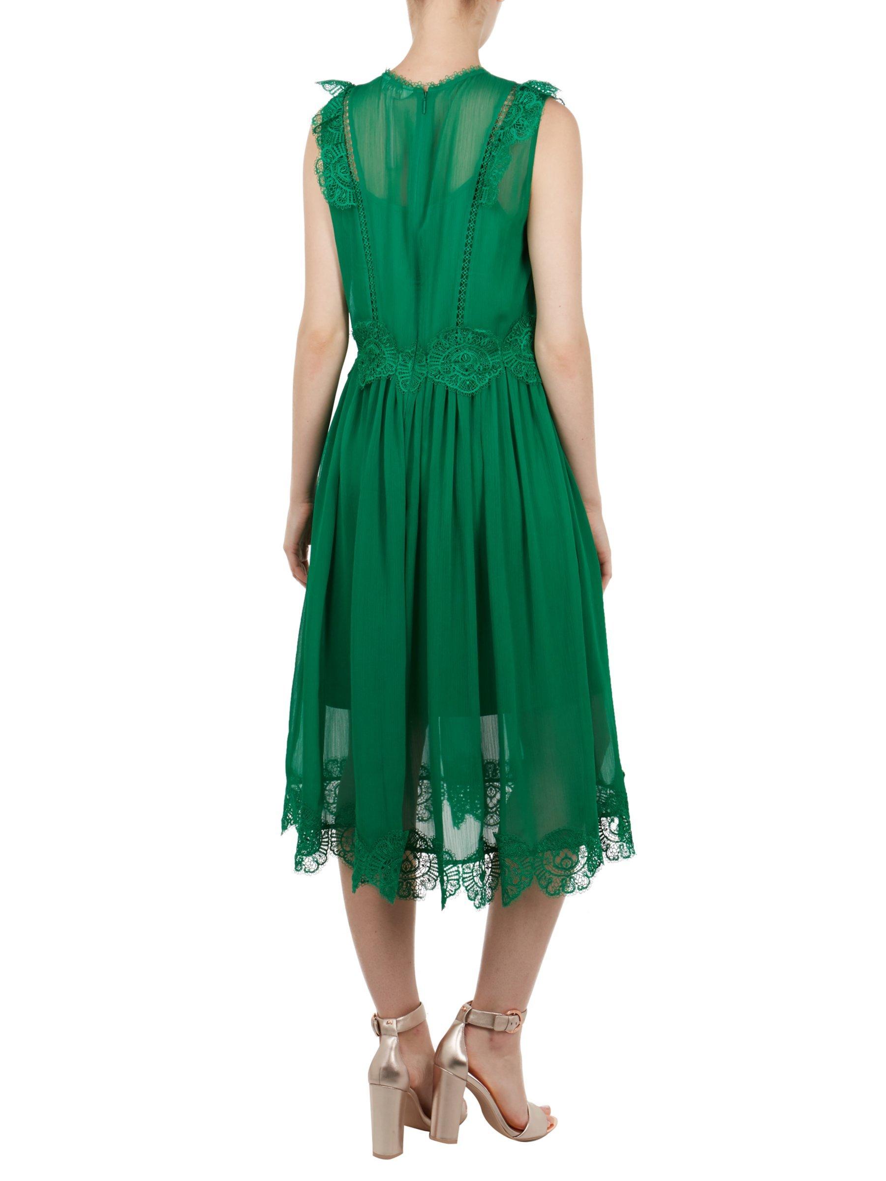Ted Baker Porrla Frill Lace Midi Dress, Green