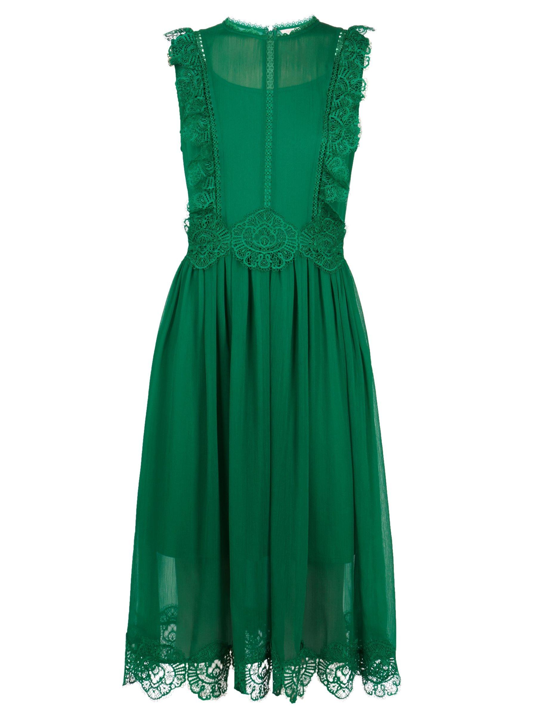 Ted Baker Porrla Frill Lace Midi Dress Green