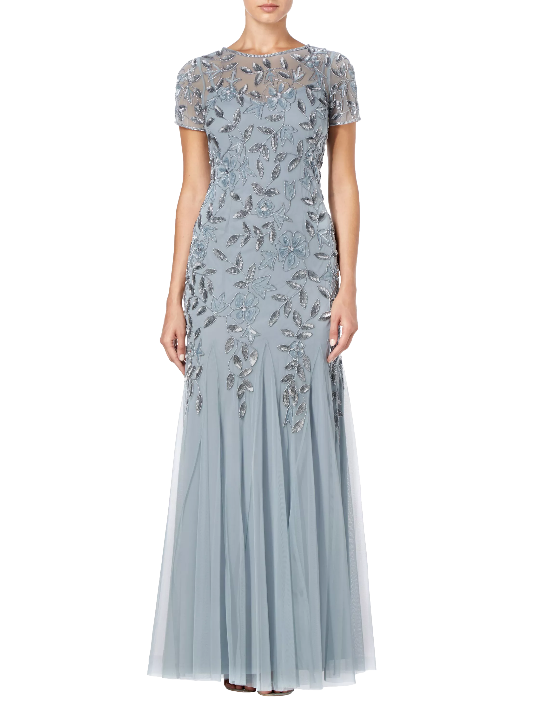 Floral beaded godet gown adrianna papell hotsell