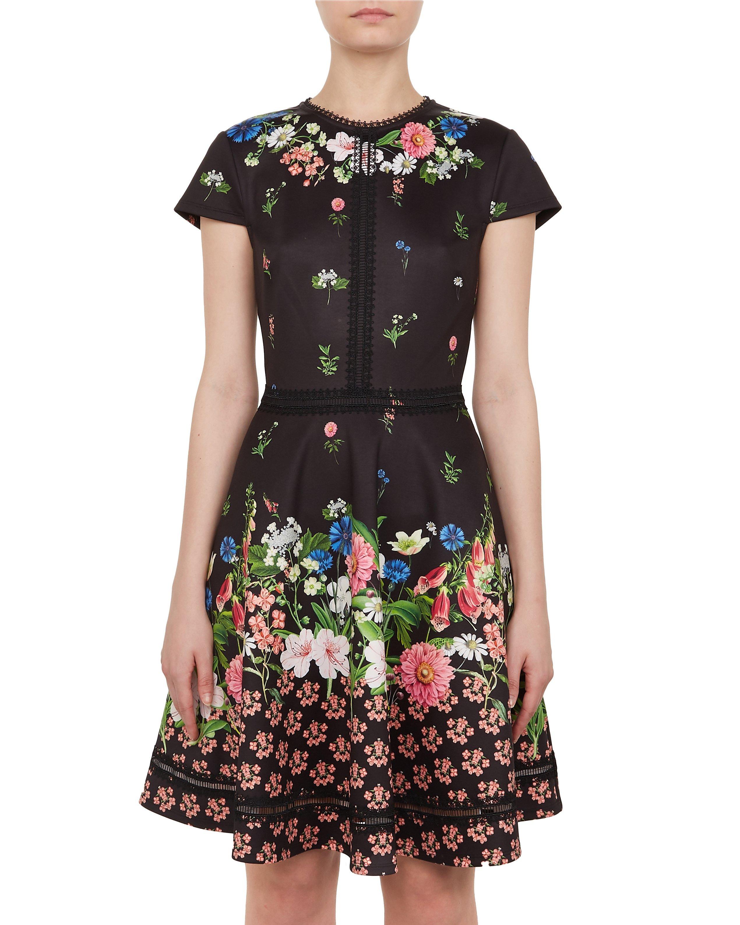 Ted Baker Daissie Floral Skater Dress, Black