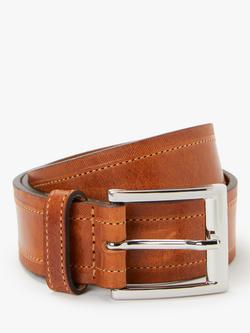 John Lewis Made in Italy Leather Chino Belt, Brown, Brown