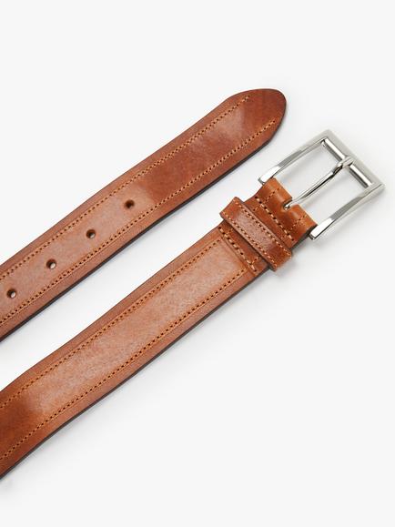 John Lewis Made in Italy Leather Chino Belt, Brown - view 2, Brown