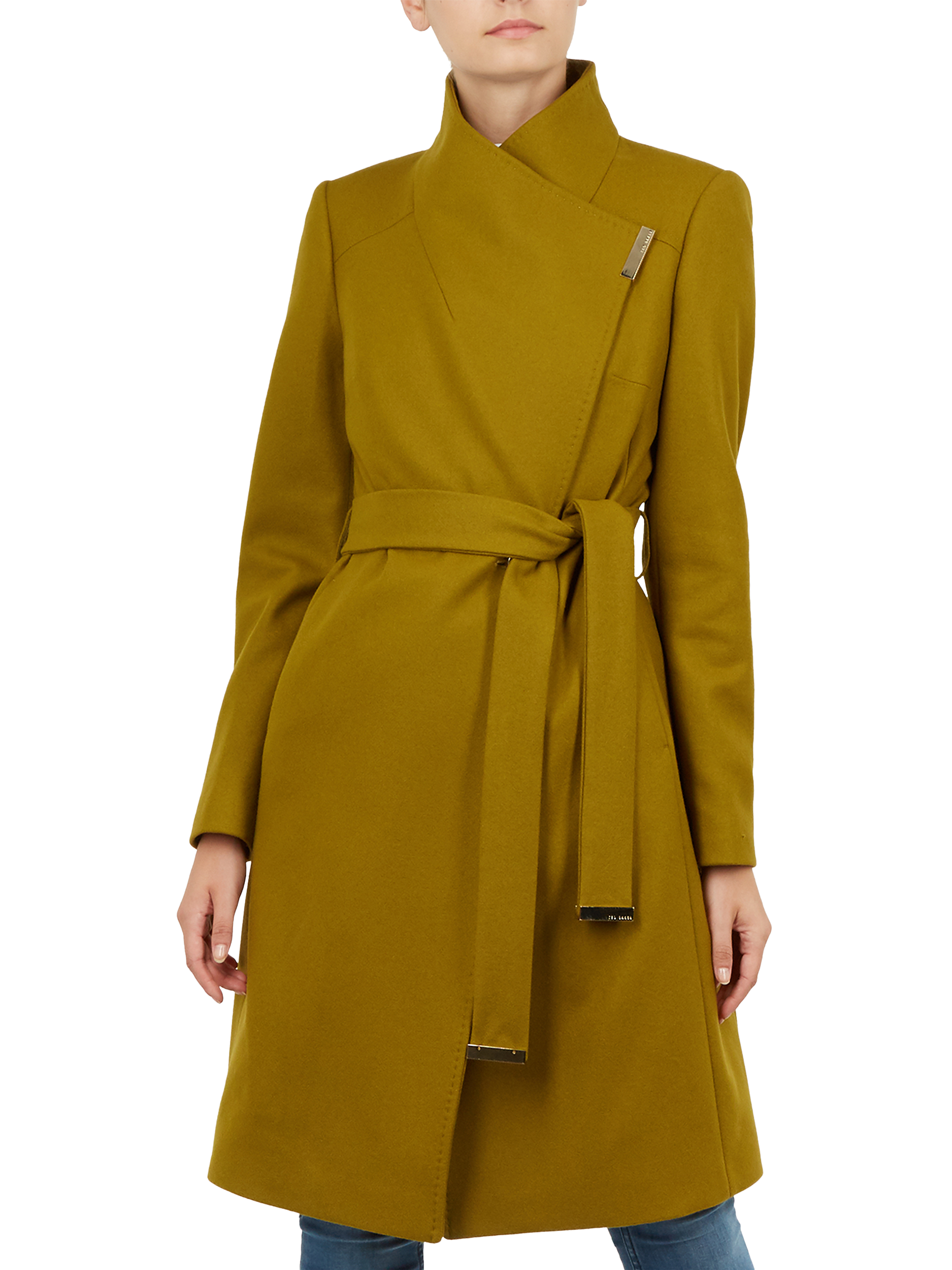 Ted Baker Sandra Wool Blend Wrap Coat, Green Mid