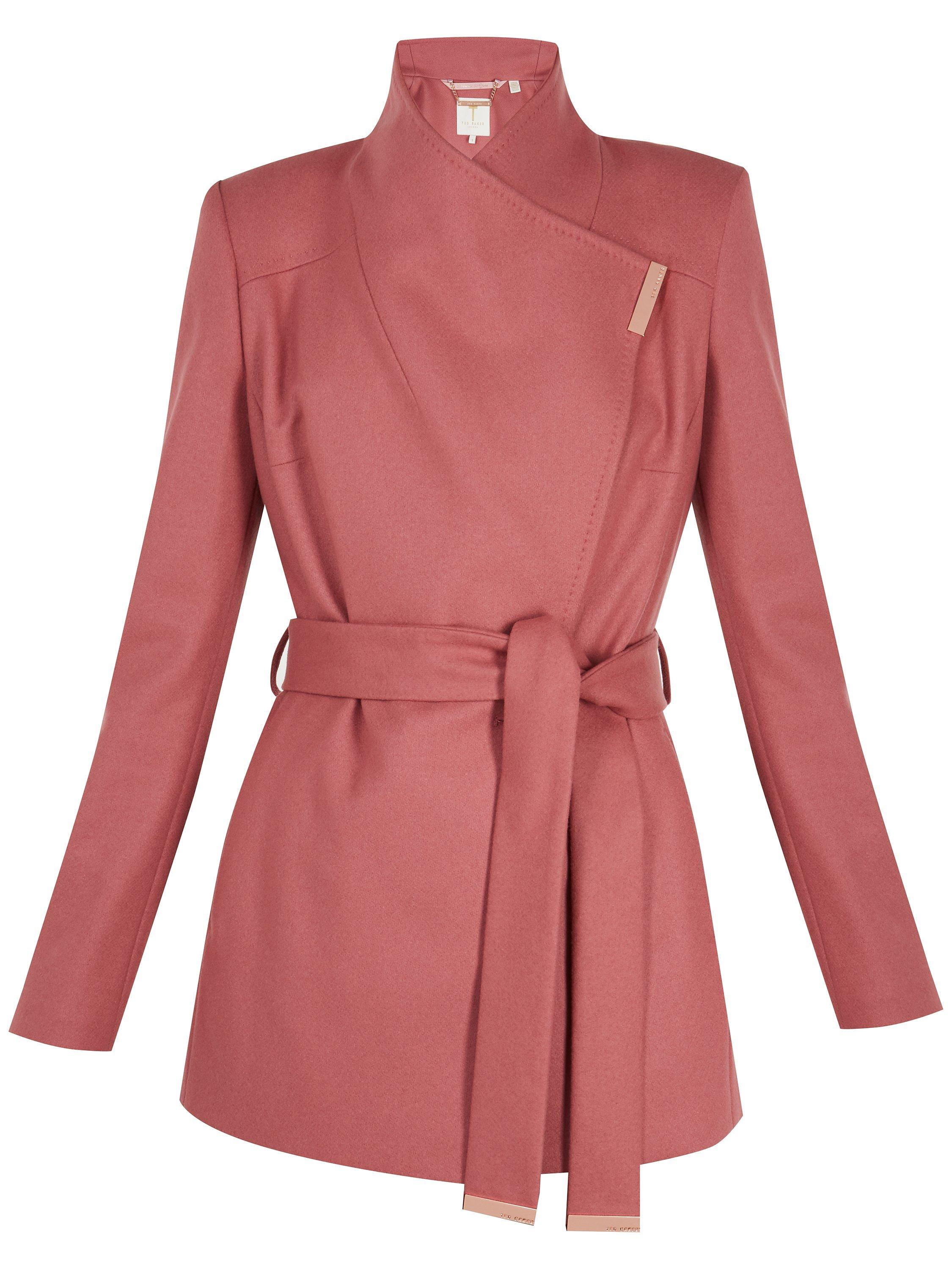 Ted Baker Rytaa Wool Blend Wrap Coat Orange Coral