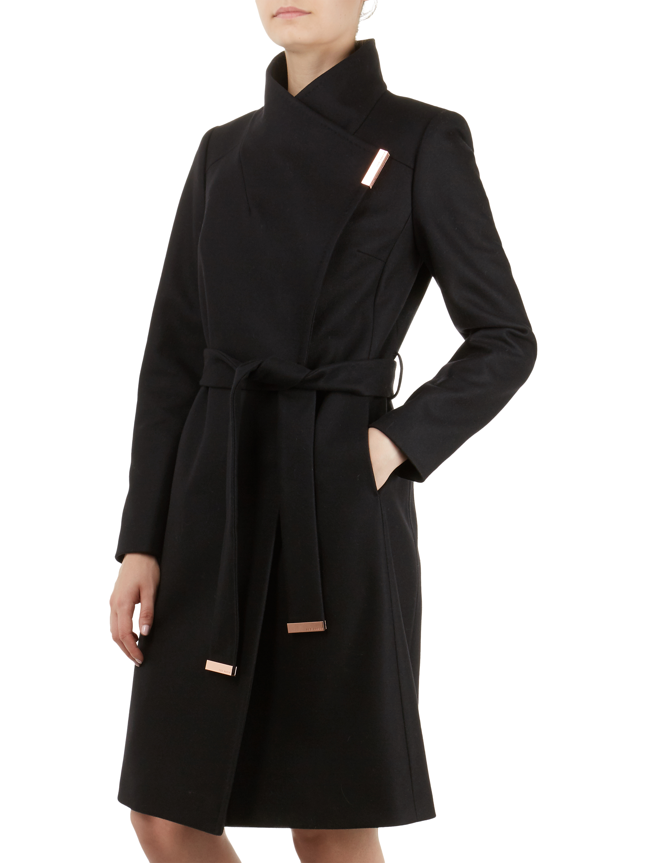 Ted baker black wool coat online