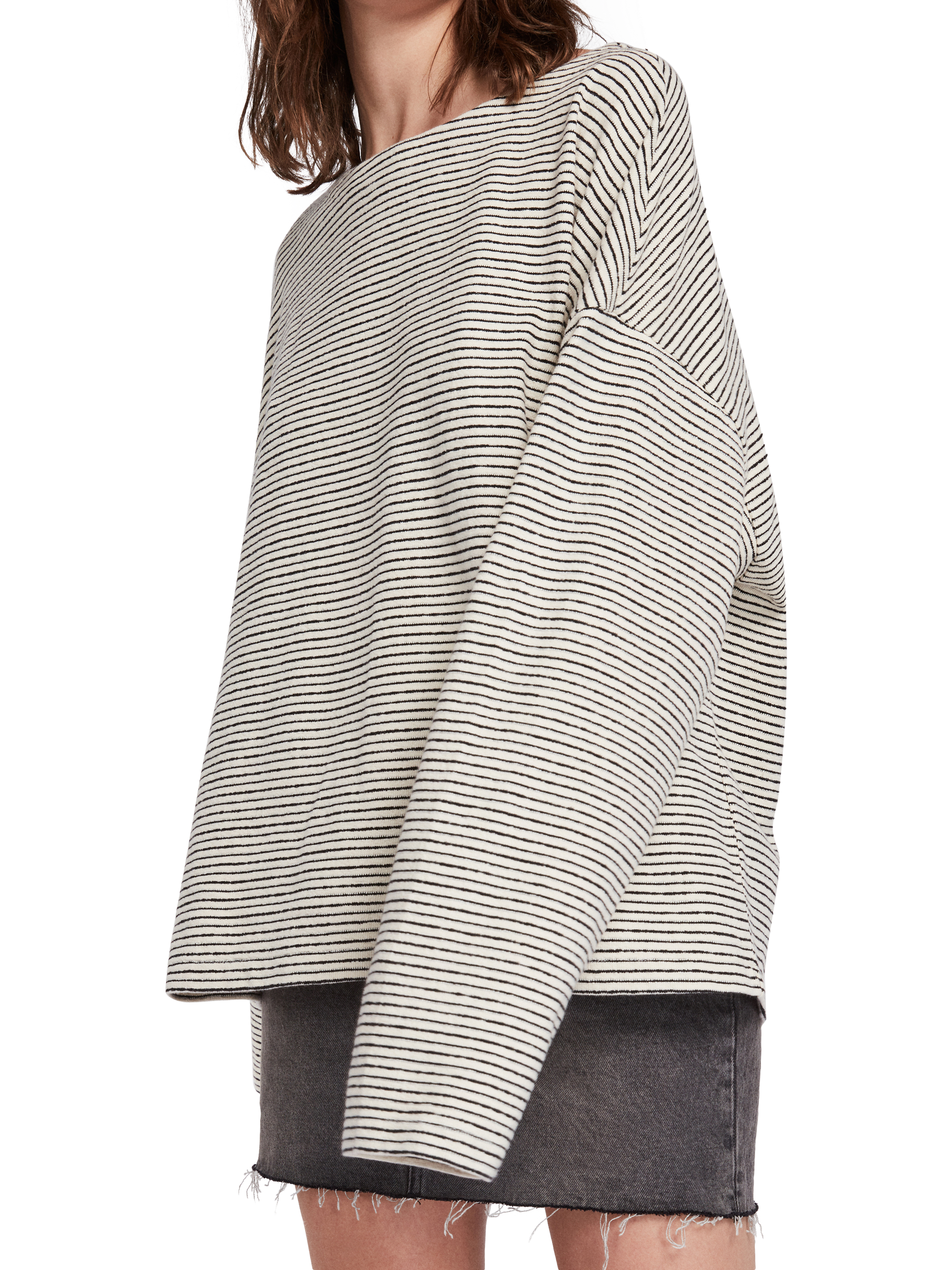 AllSaints Adelise Stripe T-Shirt, Ecru White/Black