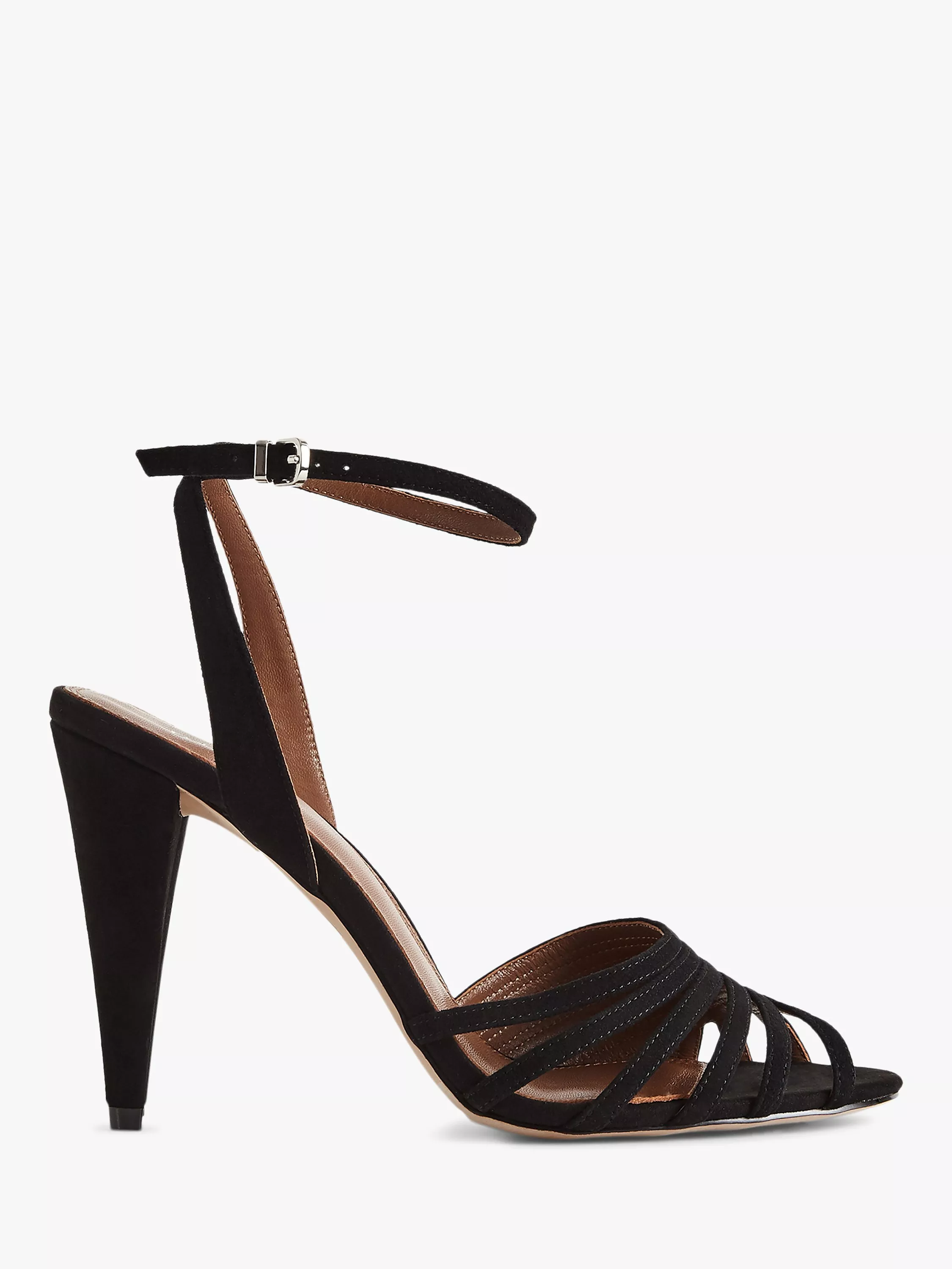 Reiss Garbo Metallic High Heeled Strappy Sandals Black