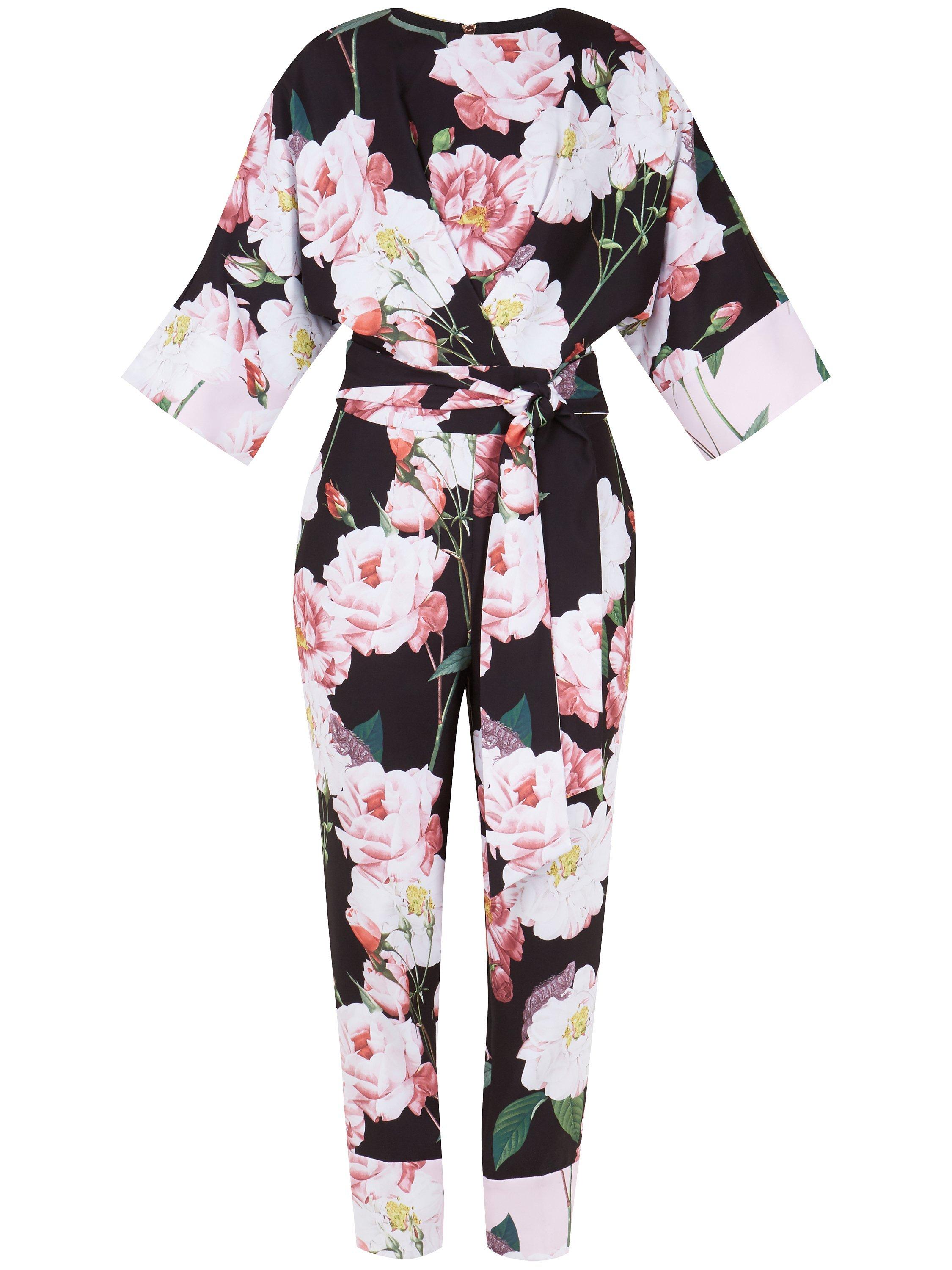 Ted Baker Neptone Iguaza Kimono Sleeve Floral Jumpsuit Black