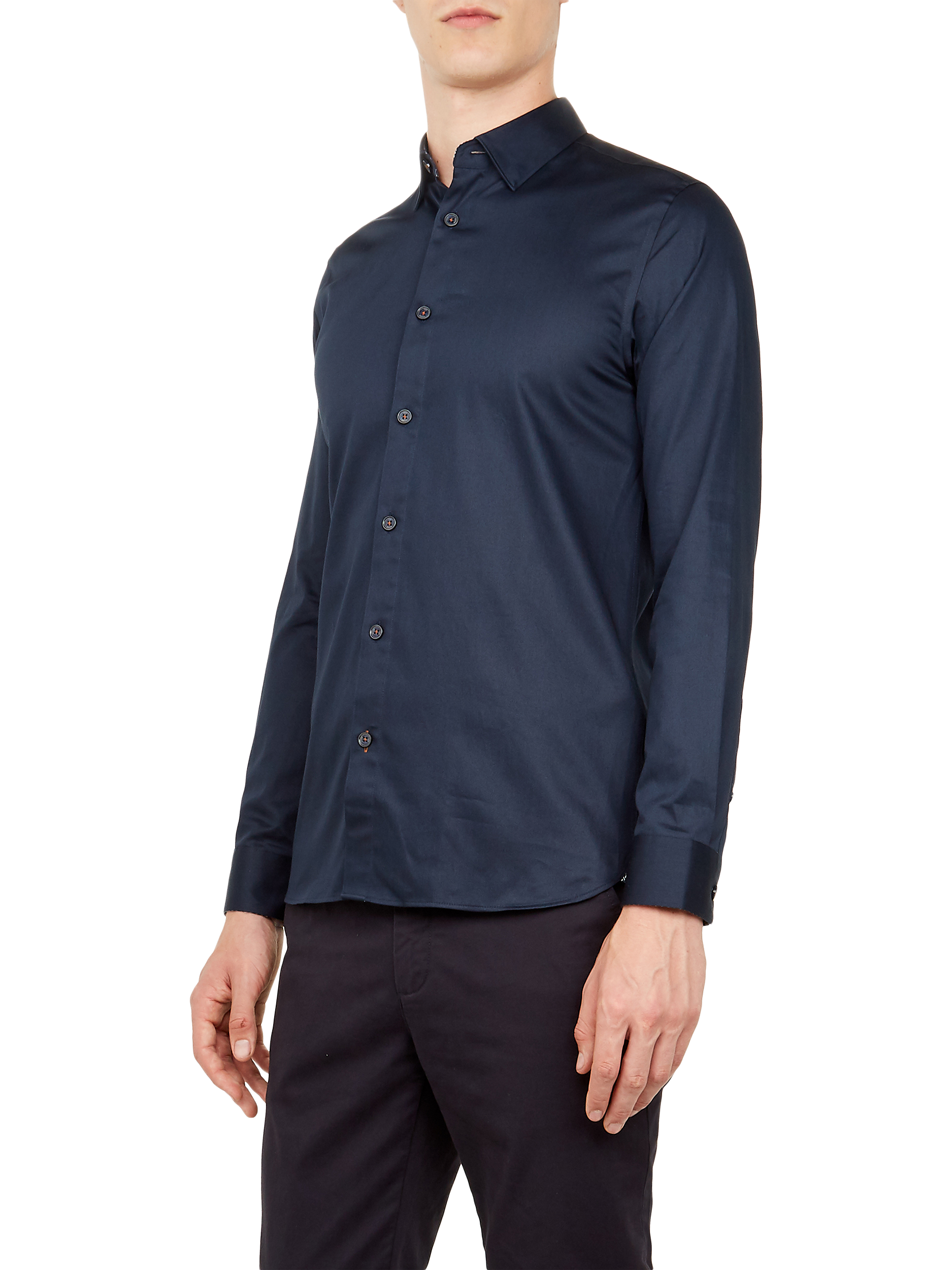 Ted Baker Plateen Long Sleeve Satin Stretch Shirt