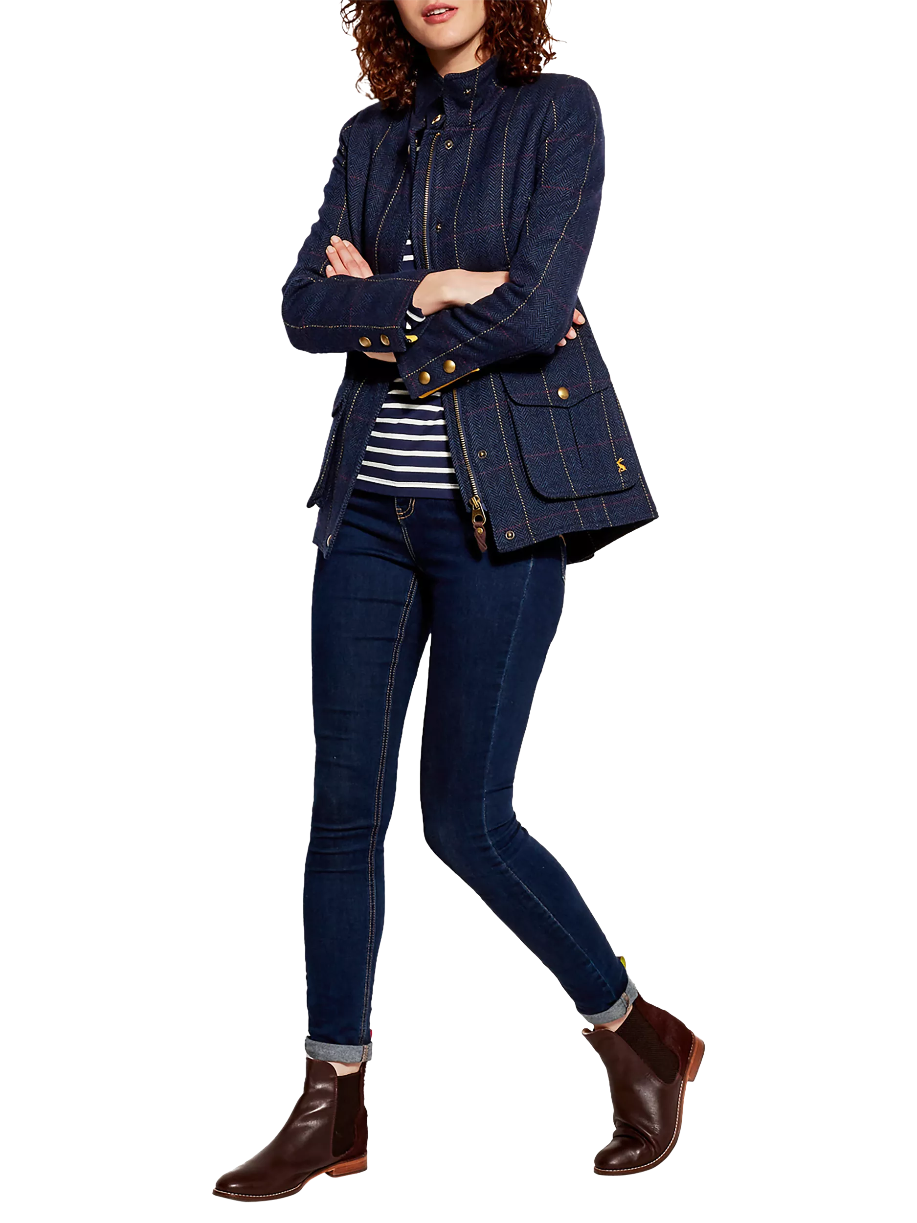 Joules navy tweed field coat online