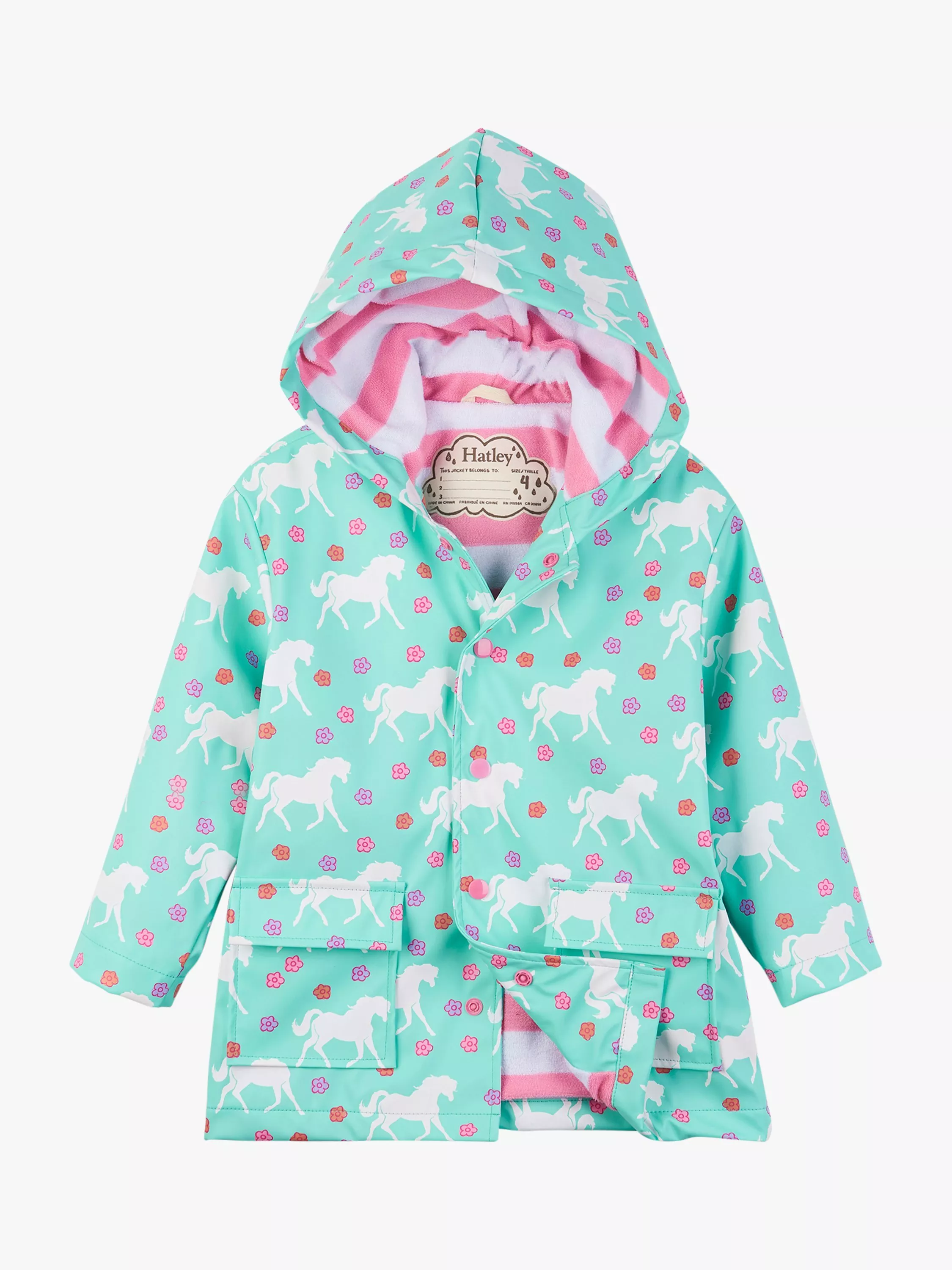 Hatley Girls Colour Changing Horses Raincoat Blue