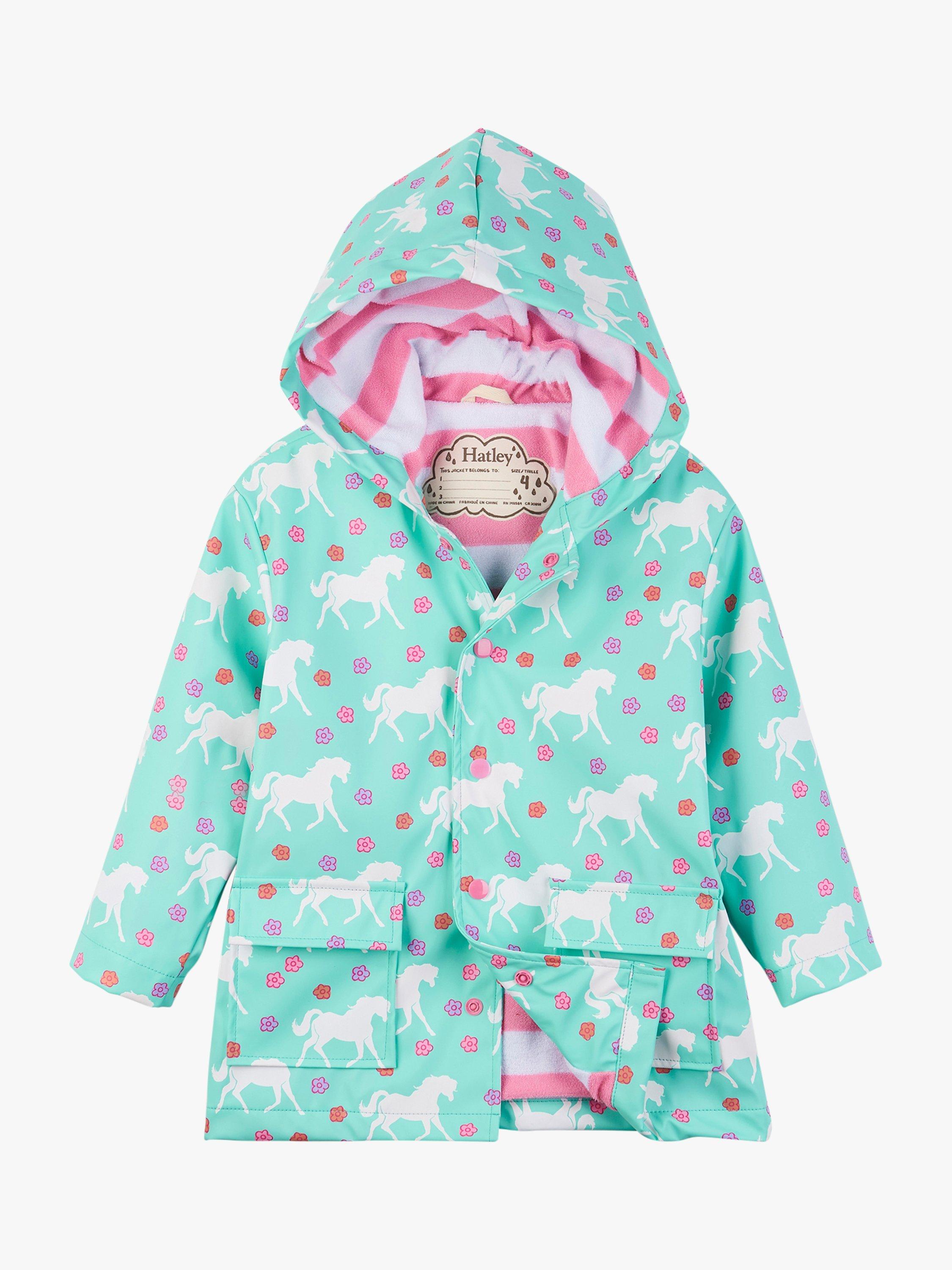 Hatley Girls Colour Changing Horses Raincoat Blue