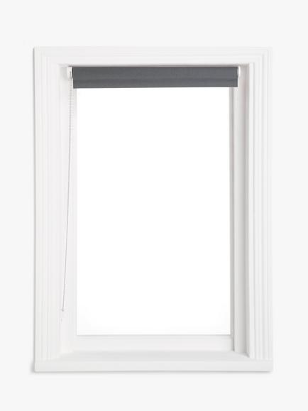 John Lewis Linen Mix Blackout/Thermal Roller Blind - view 2, Steel Grey