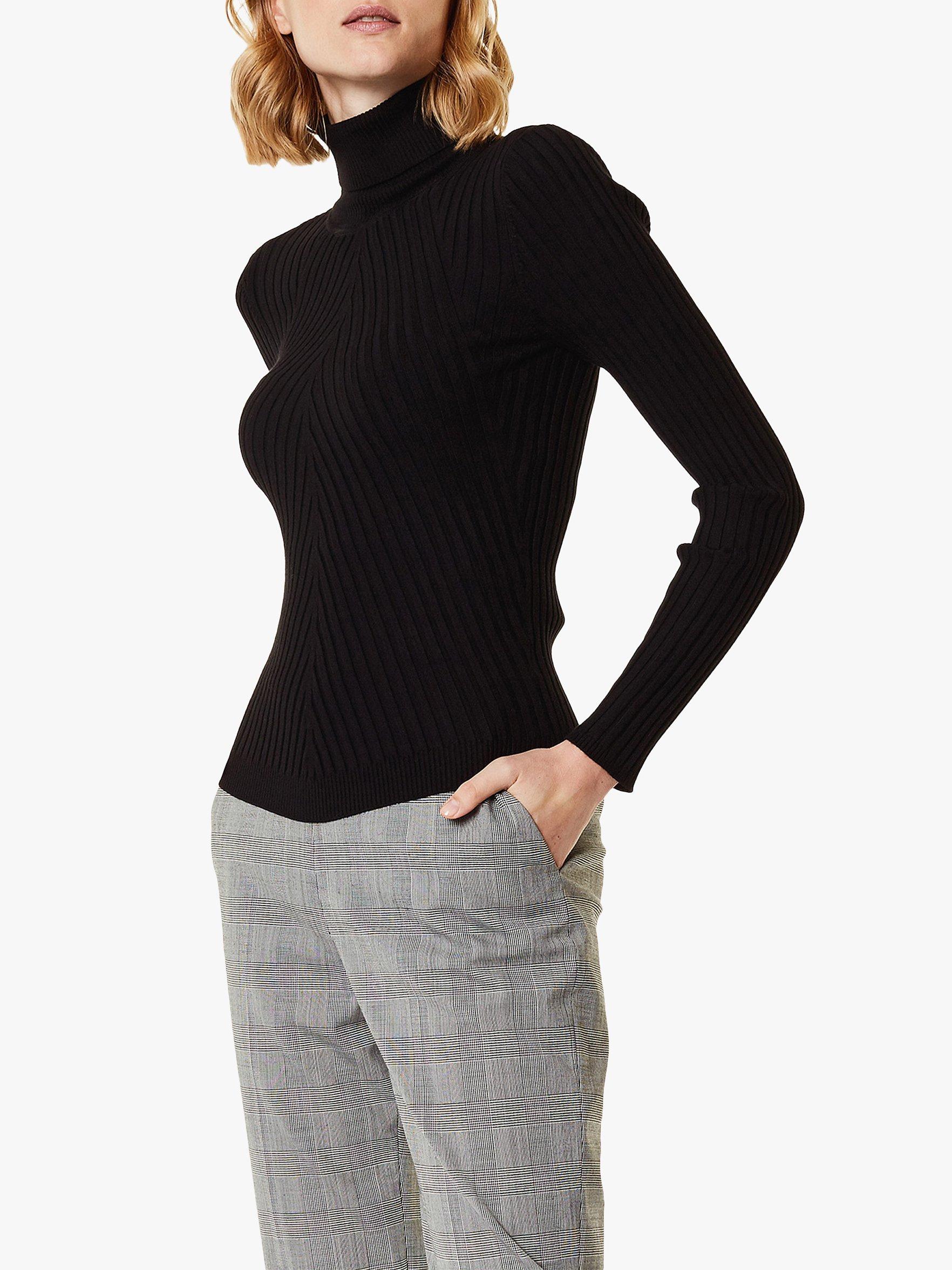 Black ribbed polo neck best sale