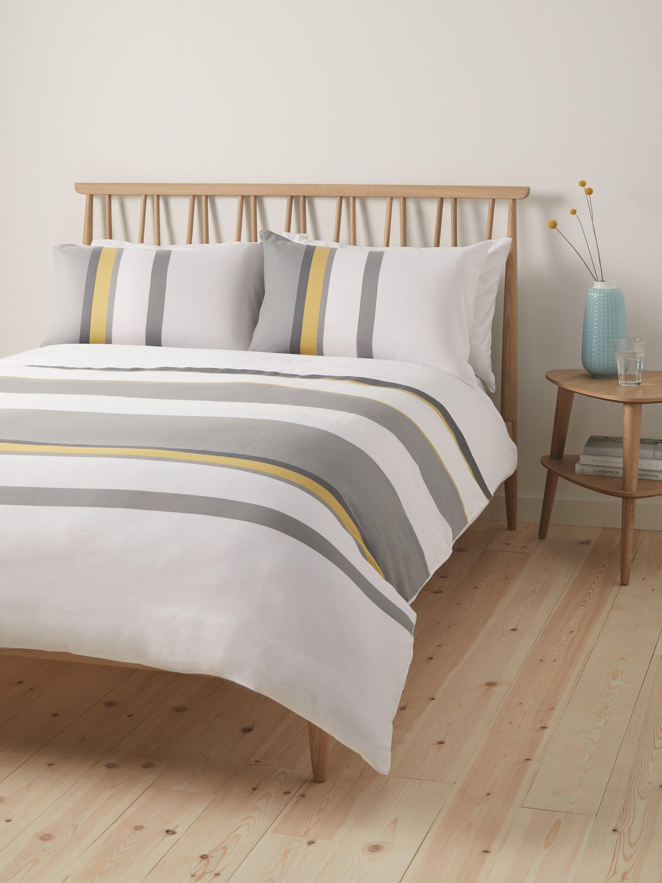 John Lewis & Partners Felix Duvet Cover Set, Yellow/Grey