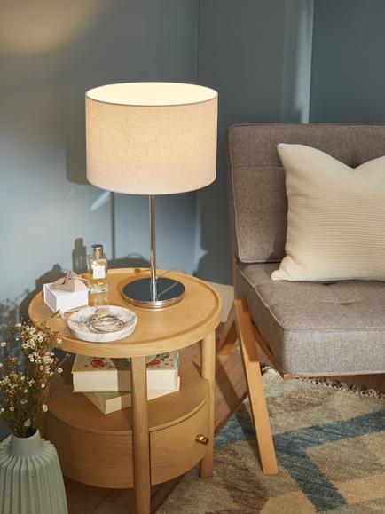 John Lewis Sophia Pure Linen Drum Lampshade - view 2, Lily