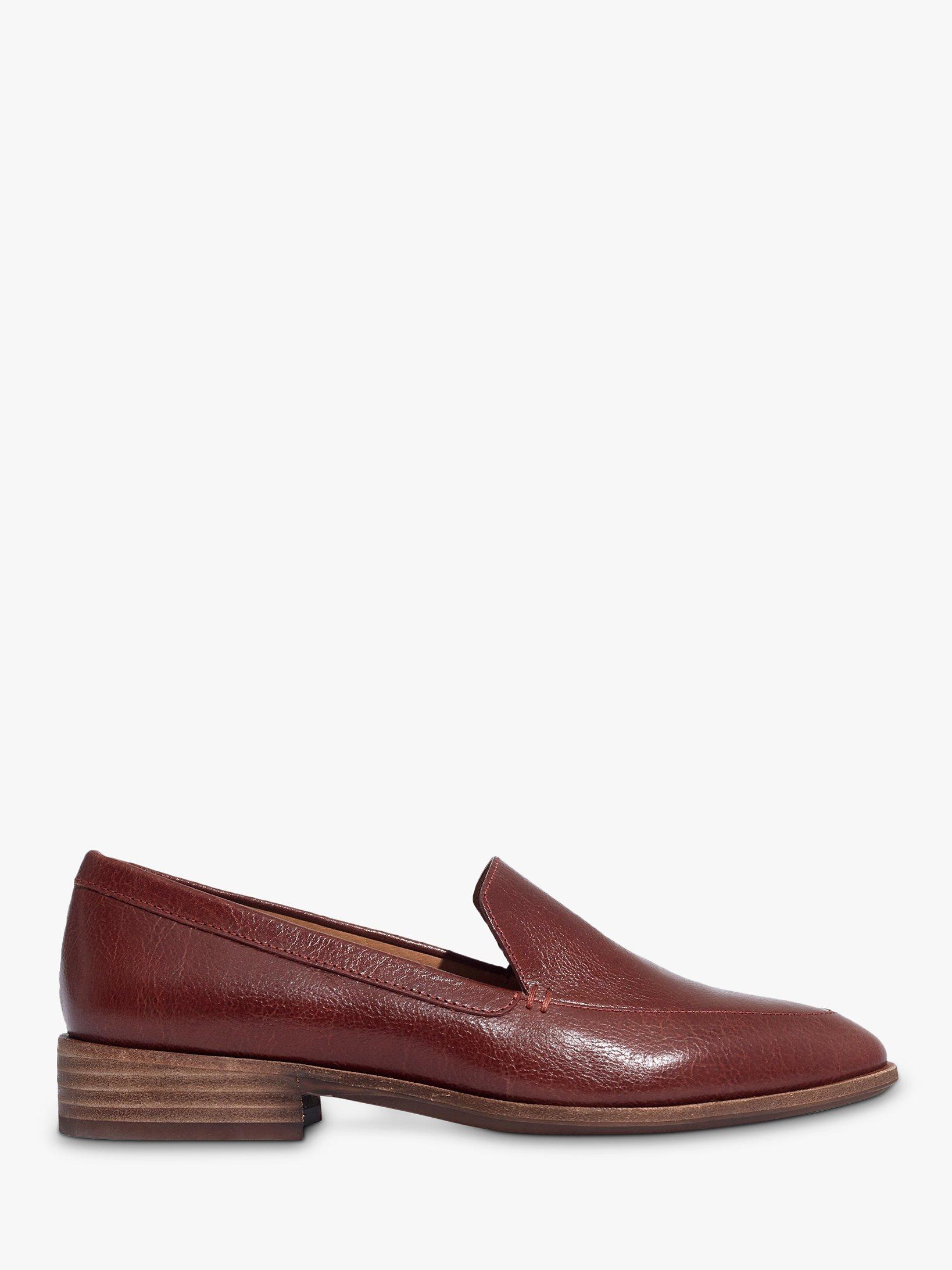 Madewell Frances Block Heel Loafers, Burnished Mahogany Leather 