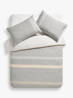 John Lewis Ahlam Double Duvet Cover Set, Yellow / Grey