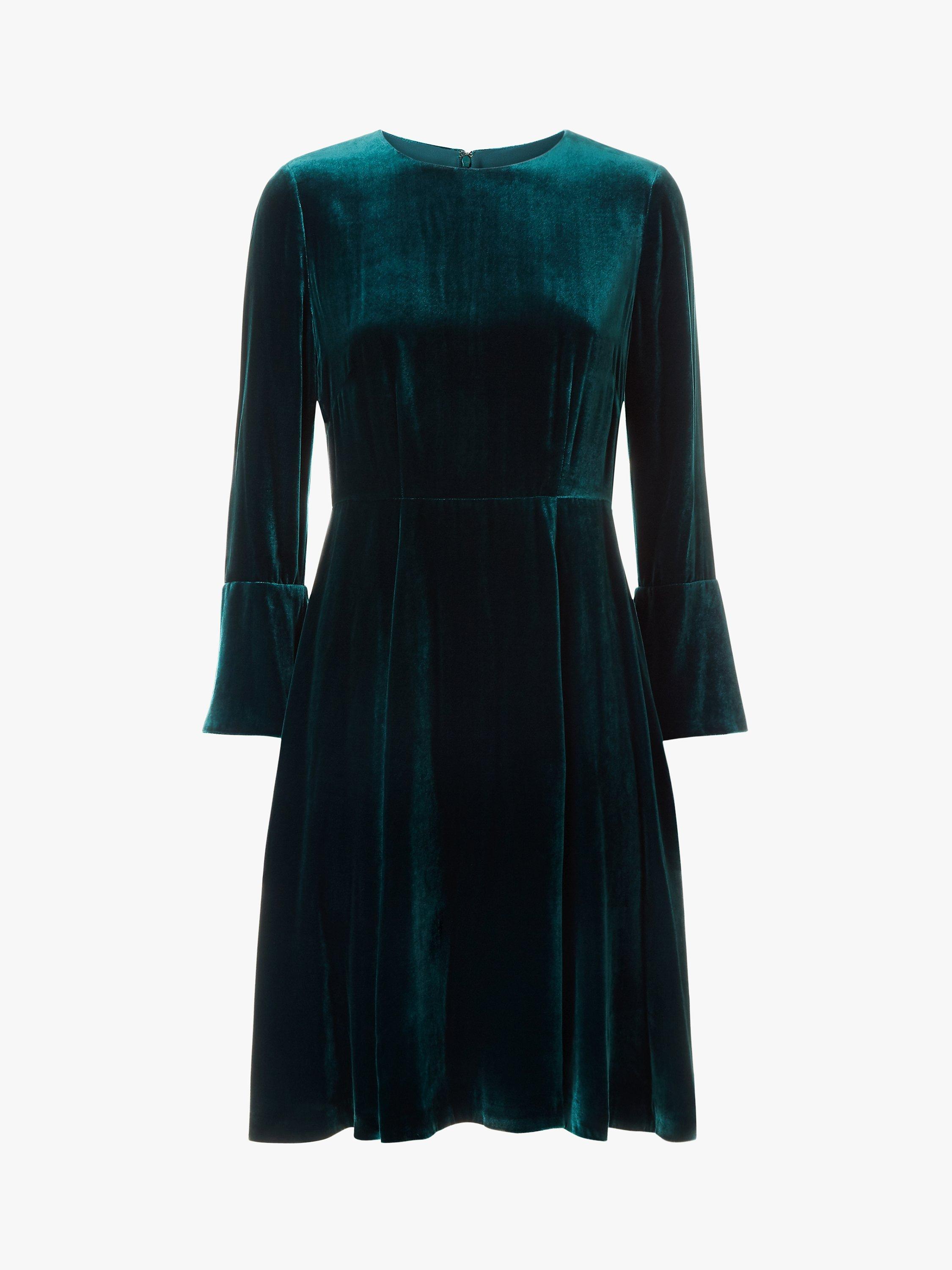 Hobbs Zinnia Velvet Dress Green