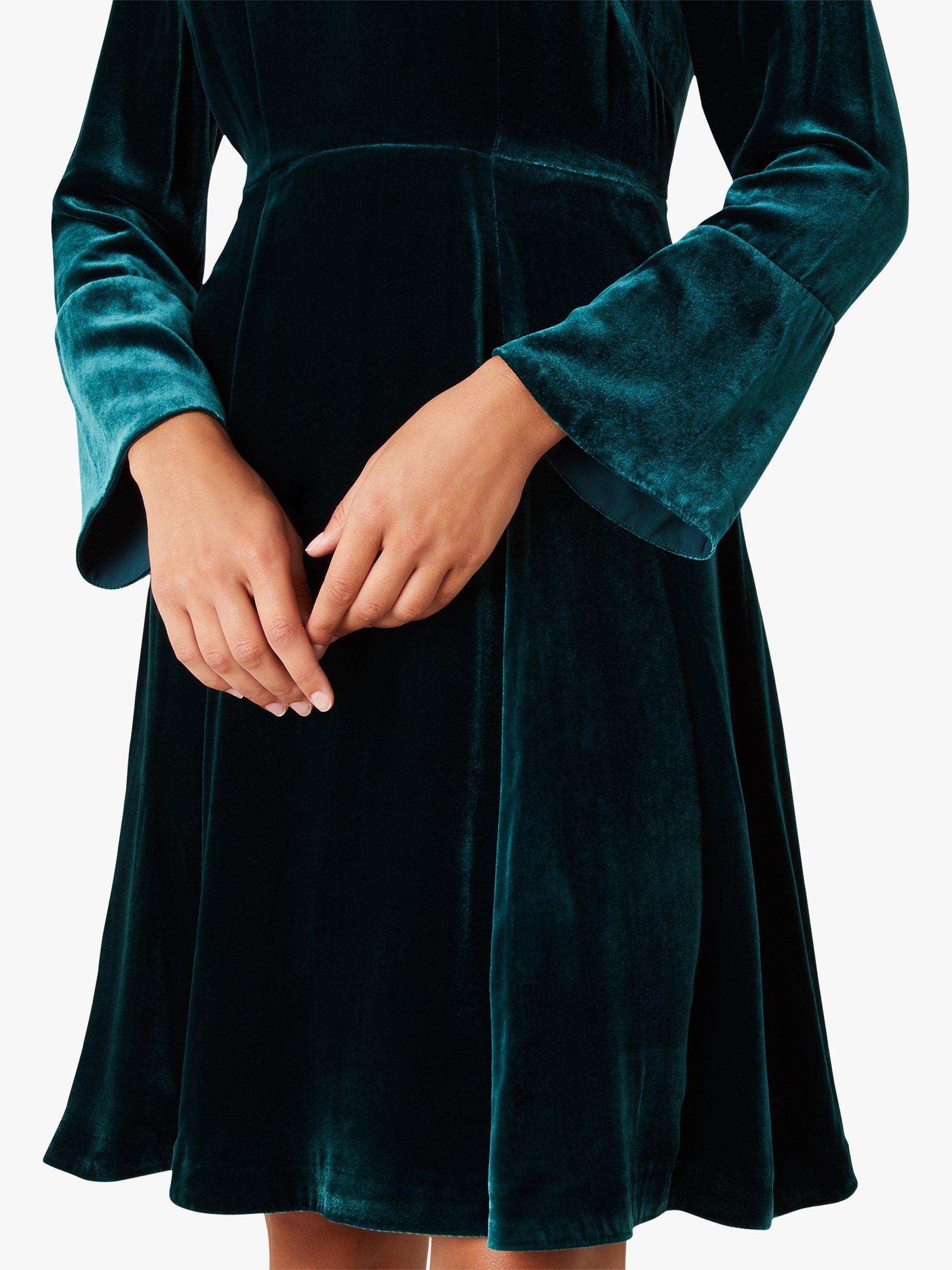 Hobbs Zinnia Velvet Dress Green