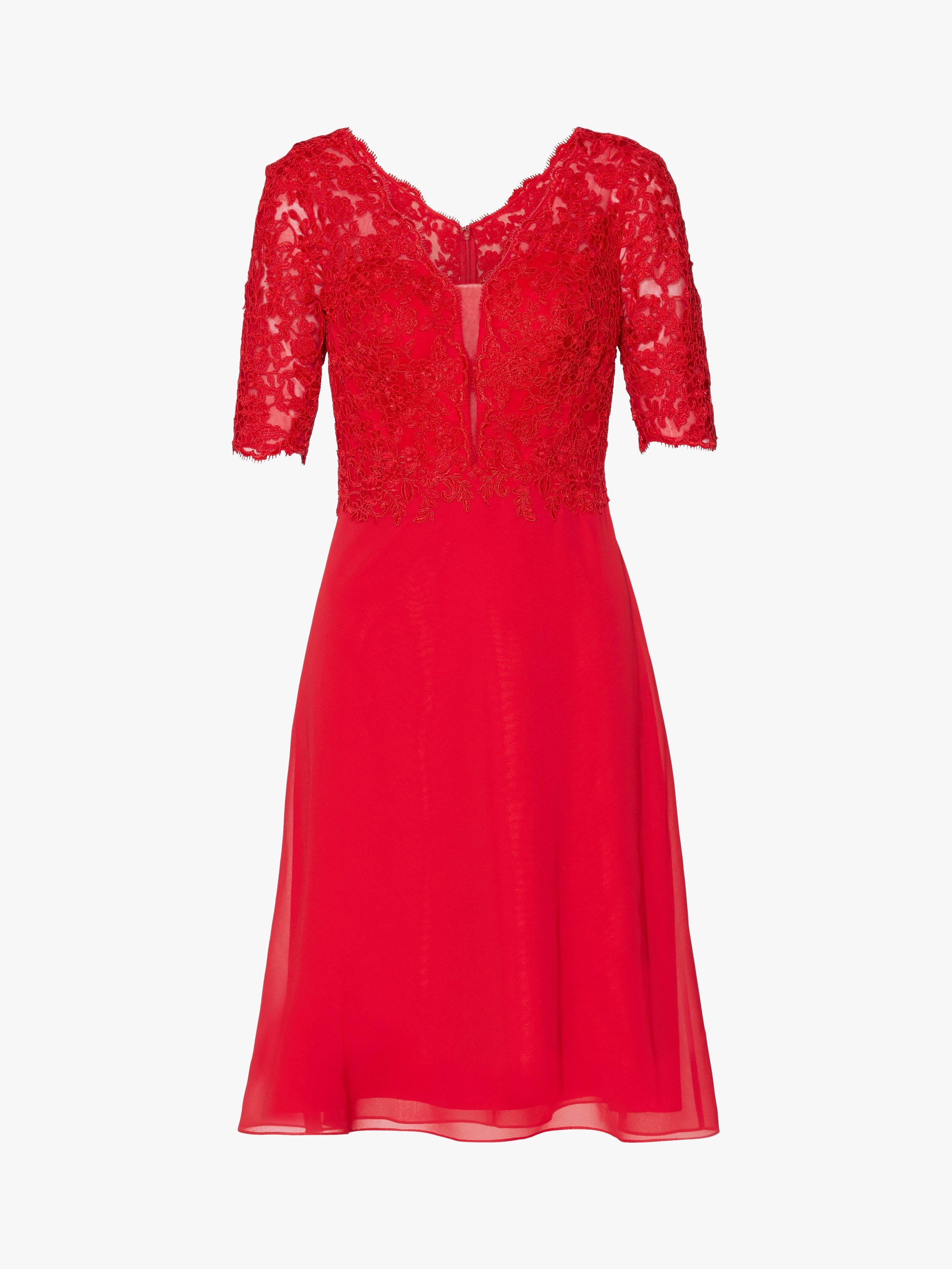 Gina Bacconi Fantasia Lace Bodice Dress, Red, 8