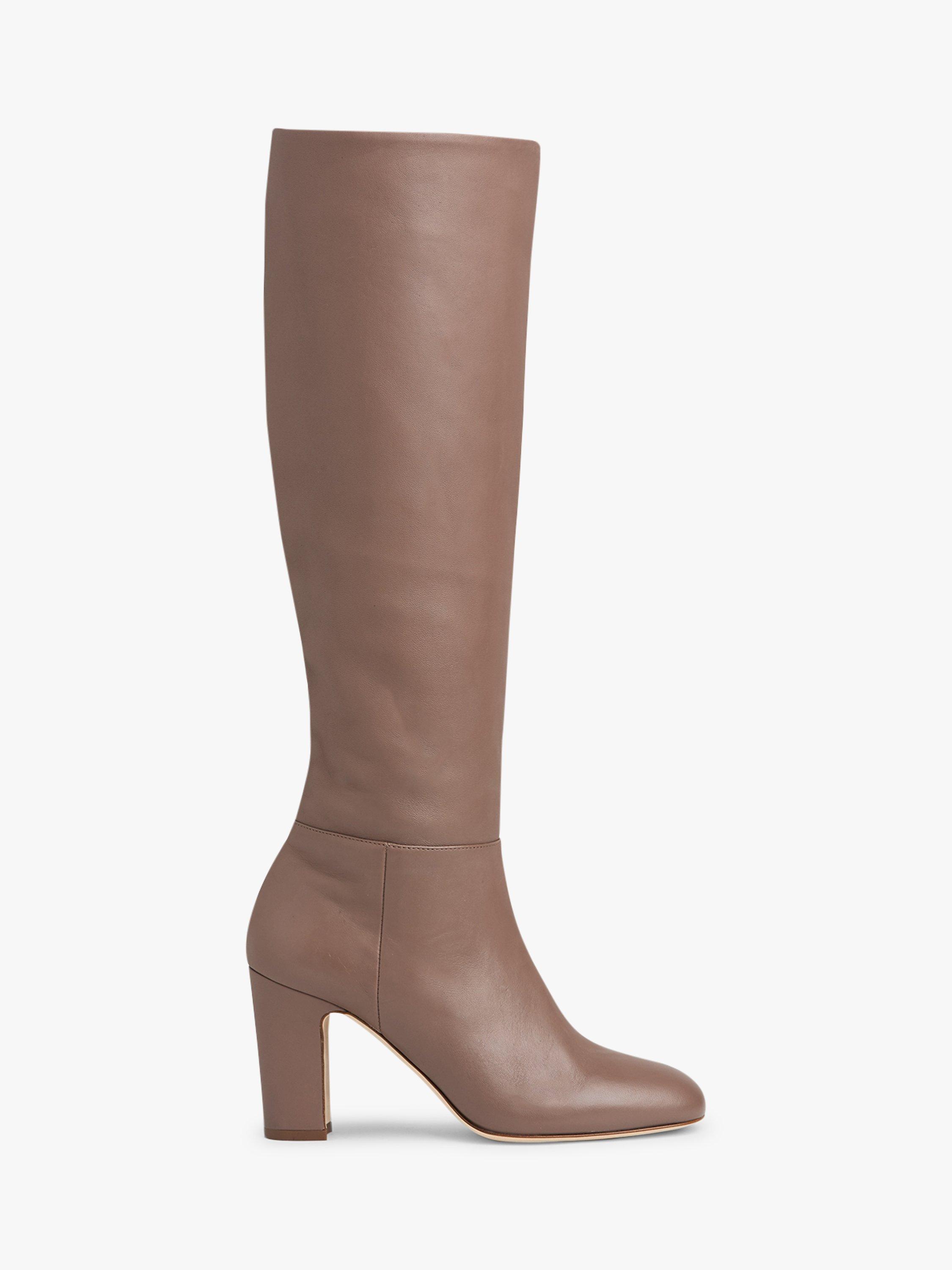 L.K.Bennett Kristen Knee High Boots Pink Nude Rose Leather