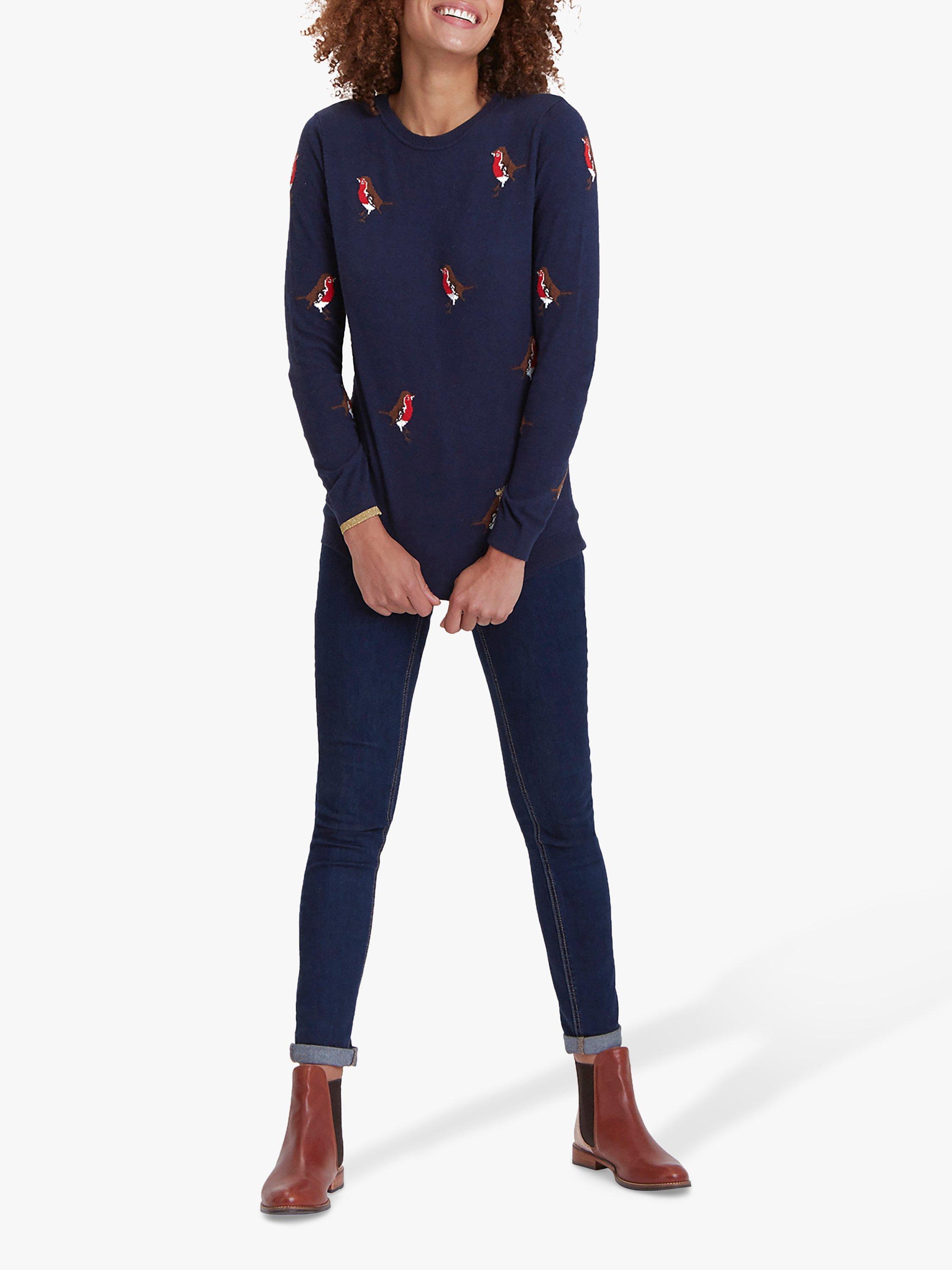 Joules Festive Intarsia Jumper, French Navy