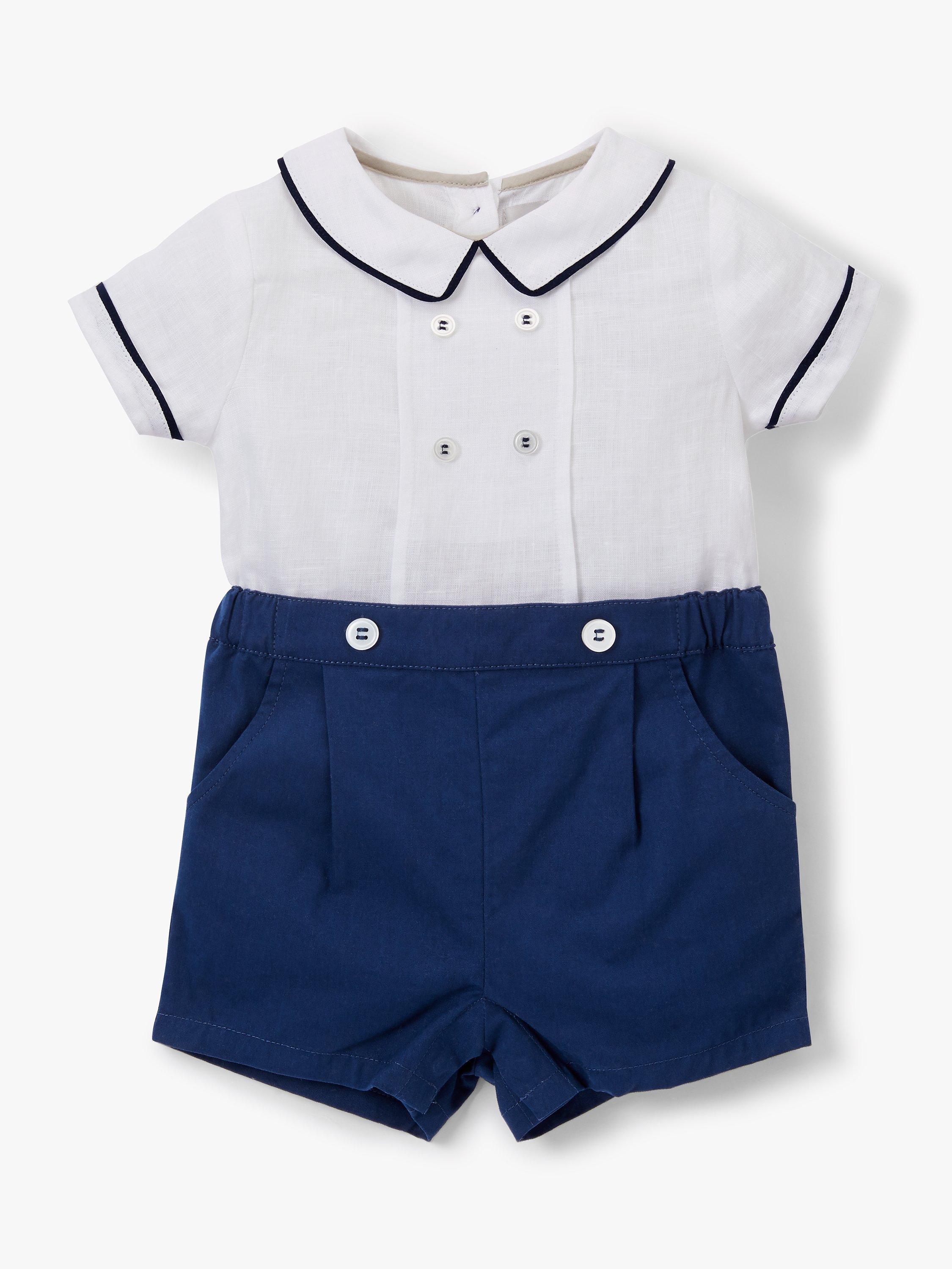 John Lewis & Partners Heirloom Collection Baby Linen Cotton Romper, Multi
