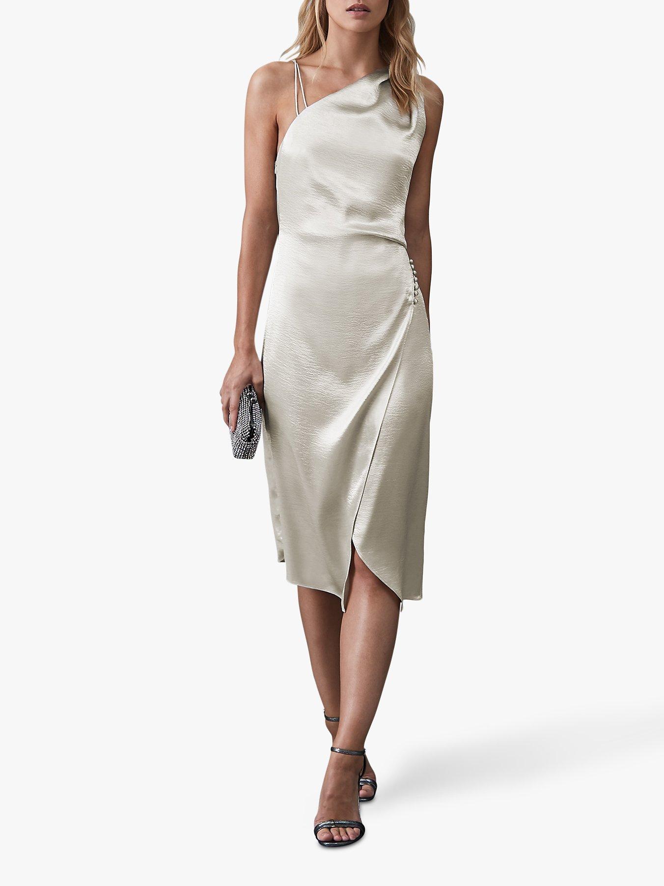 Reiss Positano Strappy Cocktail Dress Silver