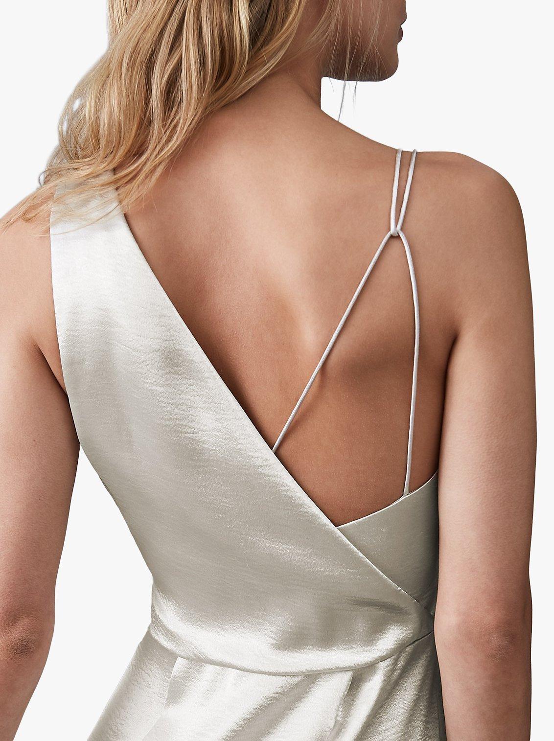 Reiss Positano Strappy Cocktail Dress Silver