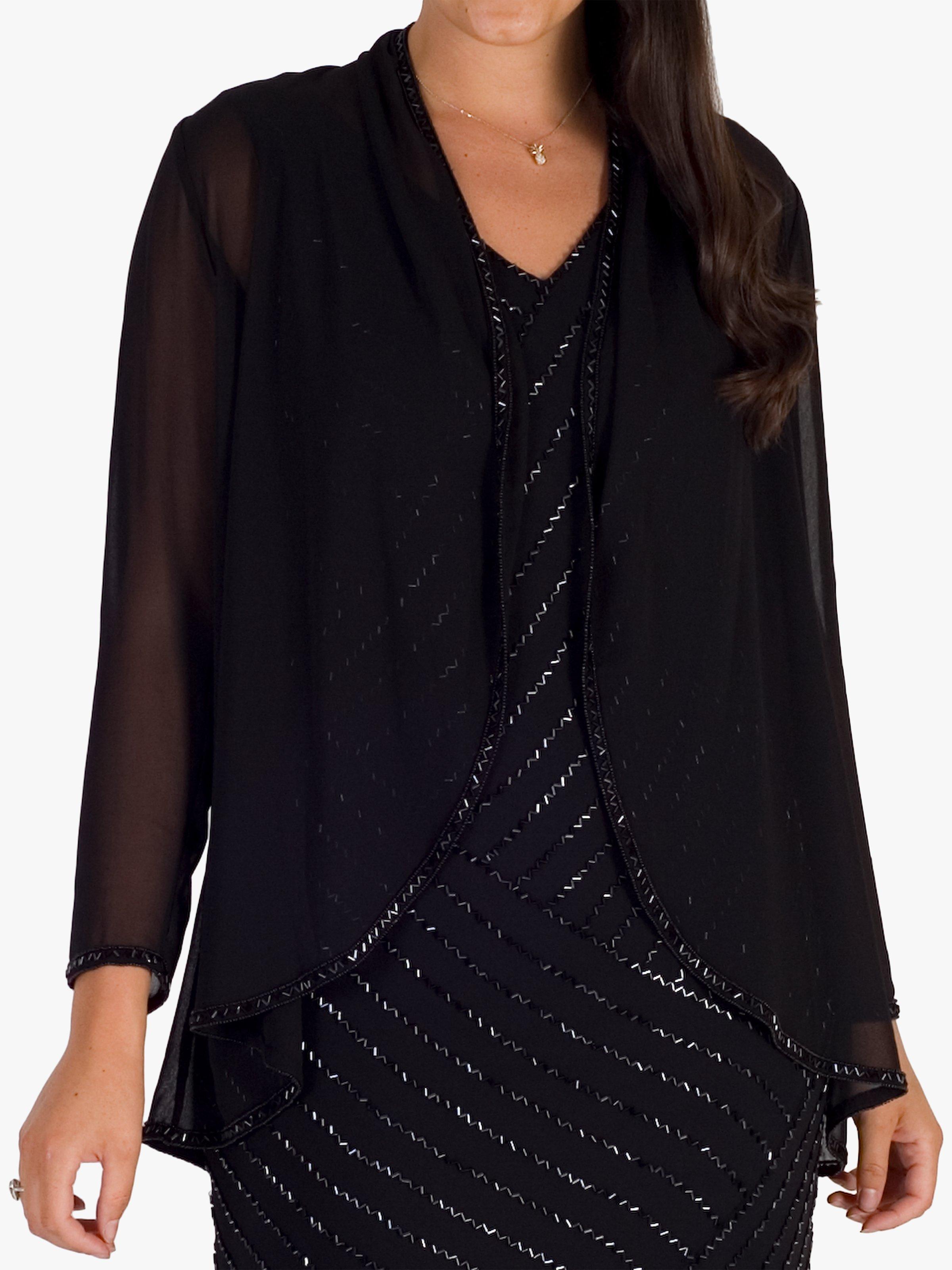 chesca Beaded Trim Shrug, Black