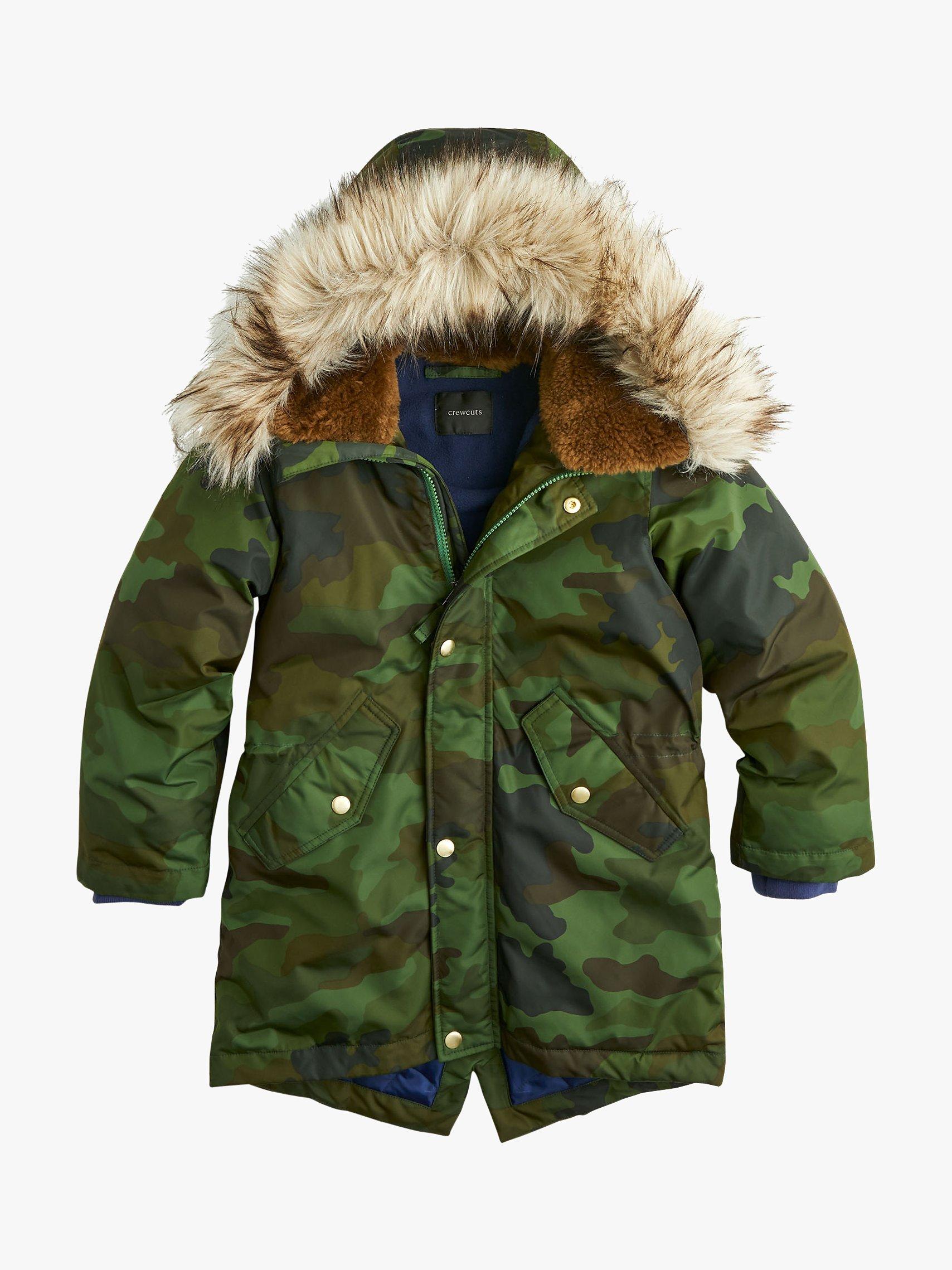 crewcuts by J.Crew Boys' Camouflage Parka Coat, Green
