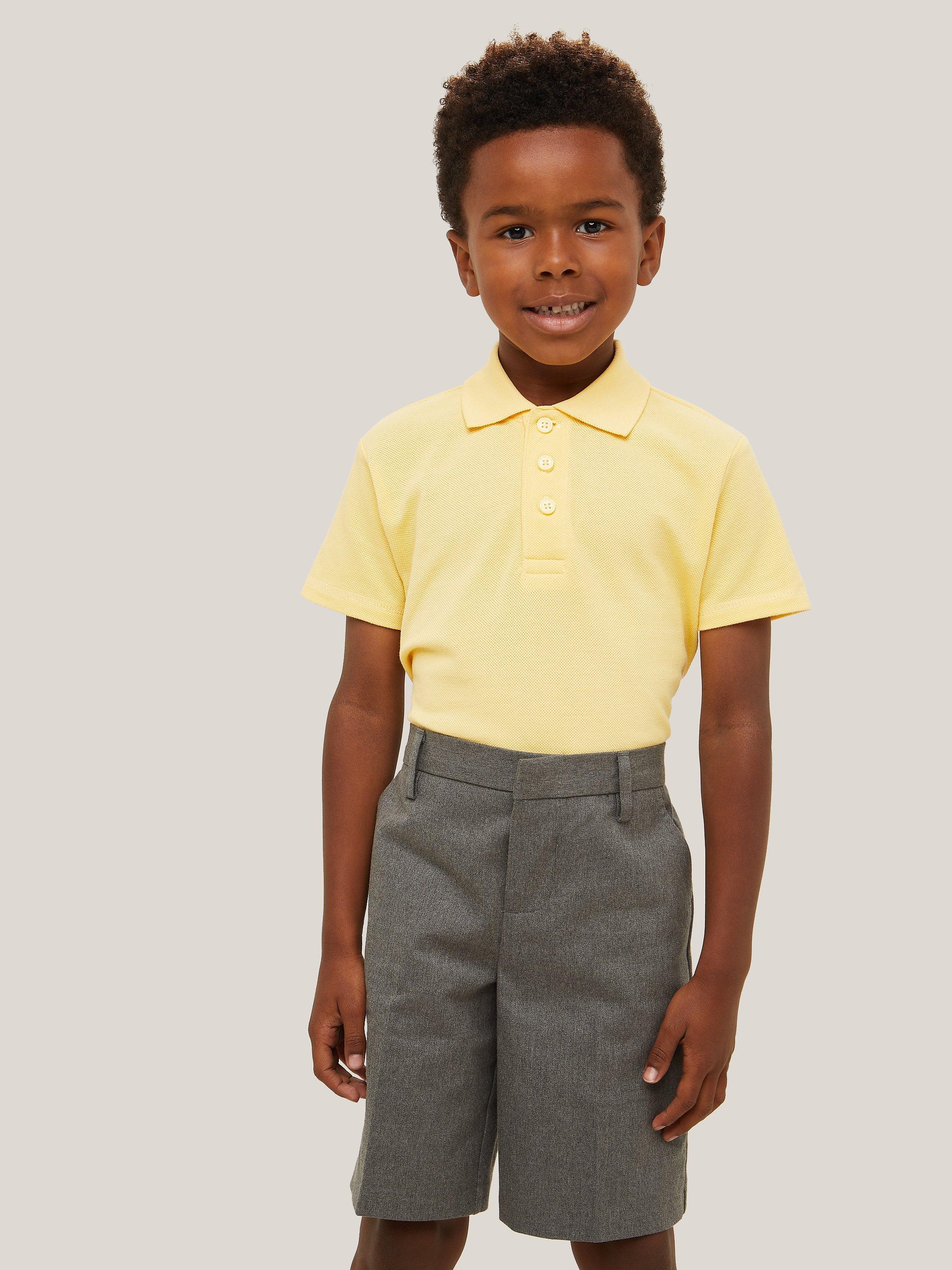 John Lewis Unisex Pure Cotton School Polo Shirt Pack of 2 Yellow