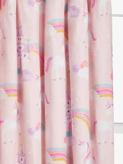 John Lewis Magical Unicorn Pencil Pleat Pair Blackout Lined Children's Curtains, Pink