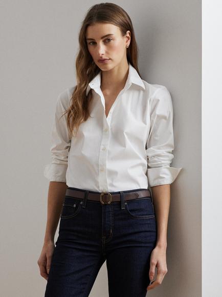 Lauren Ralph Lauren Jamelko Long Sleeve Shirt, White, White 100