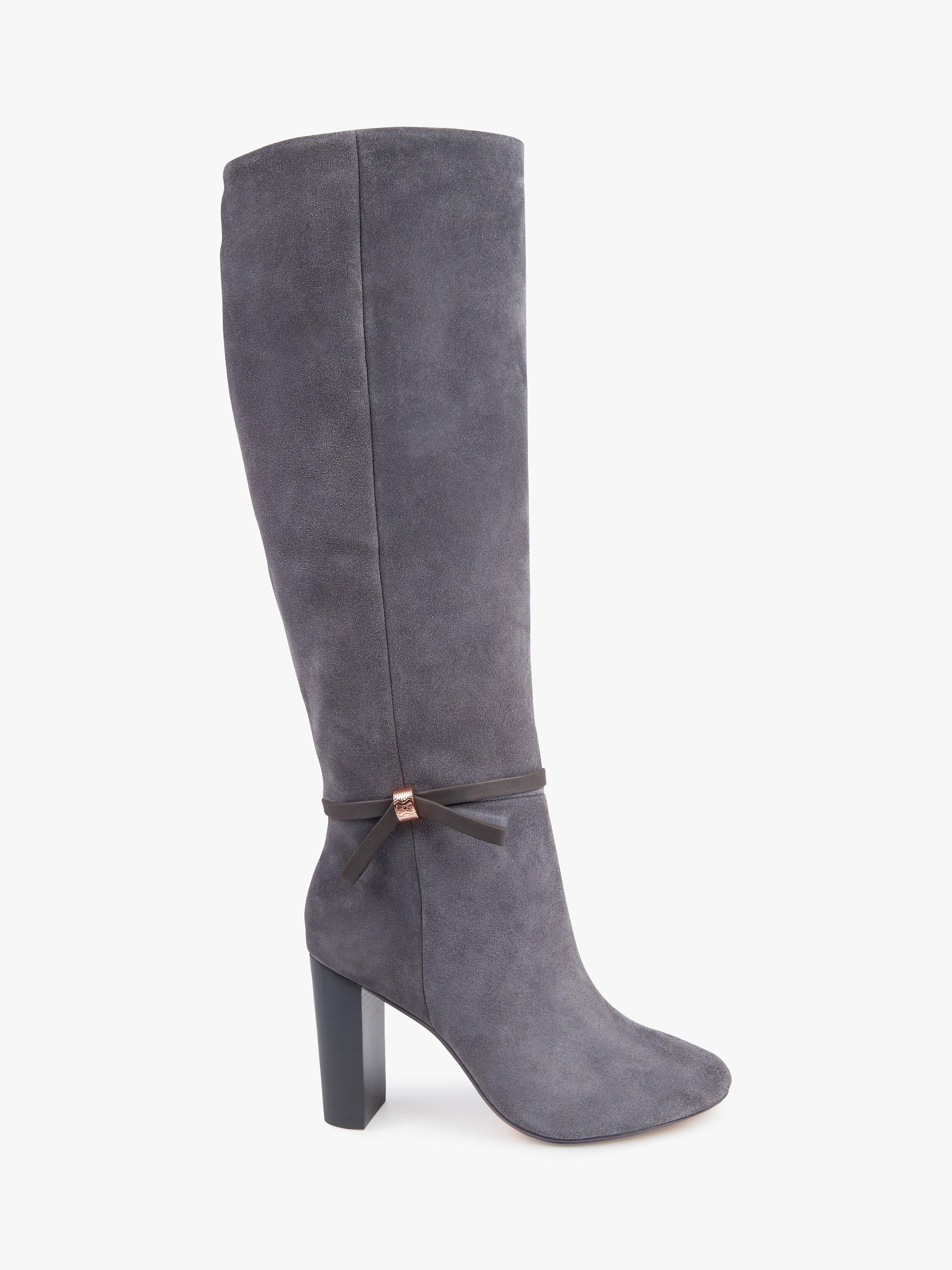 Grey suede knee boots hotsell