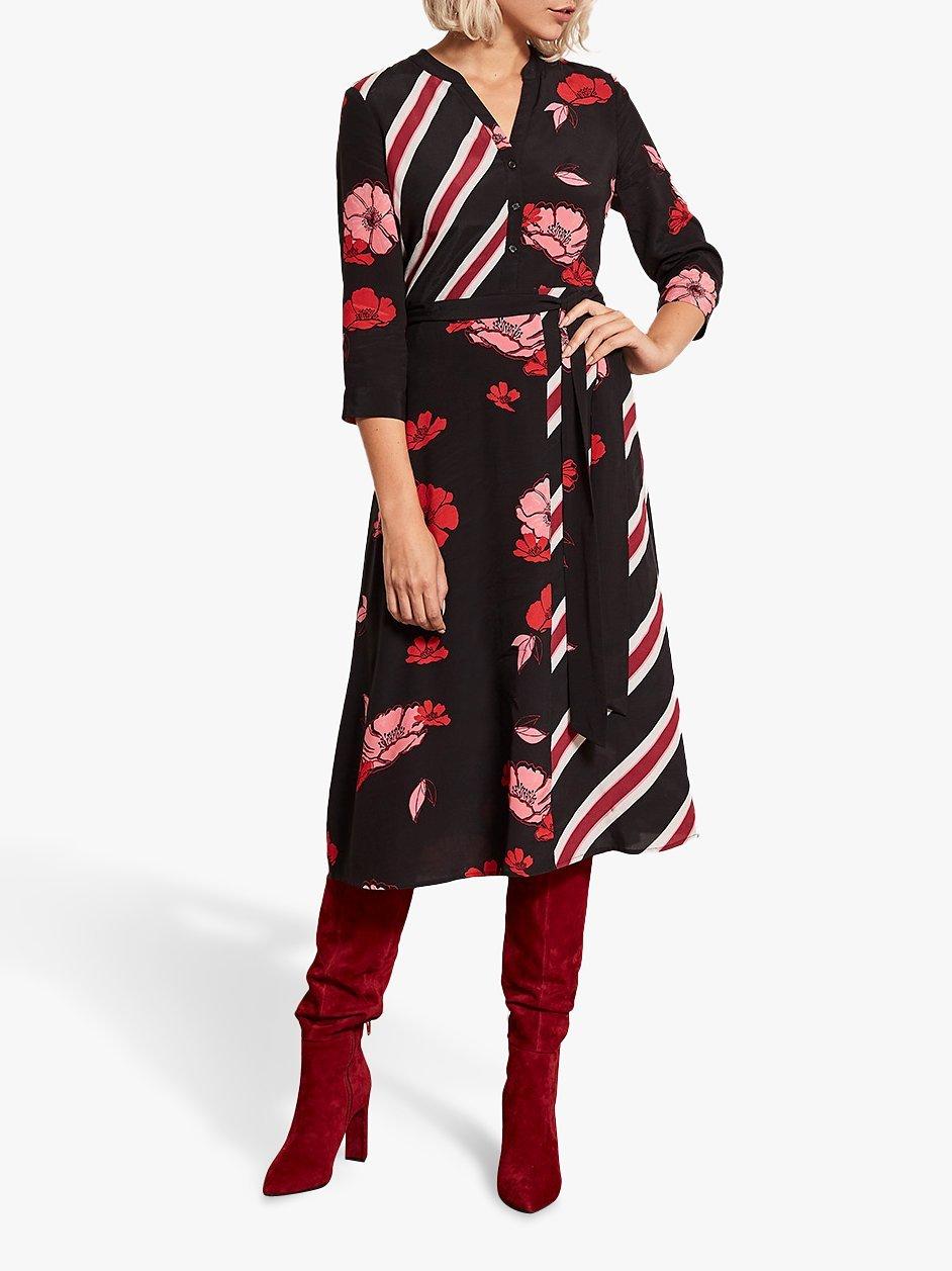 Mint Velvet Elyse Print Striped Shirt Dress, Multi