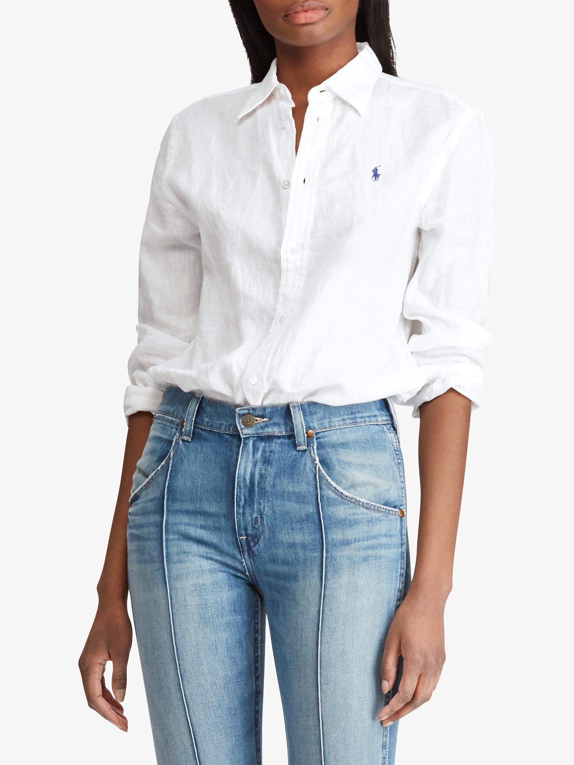 Ralph lauren white linen shirt womens best sale