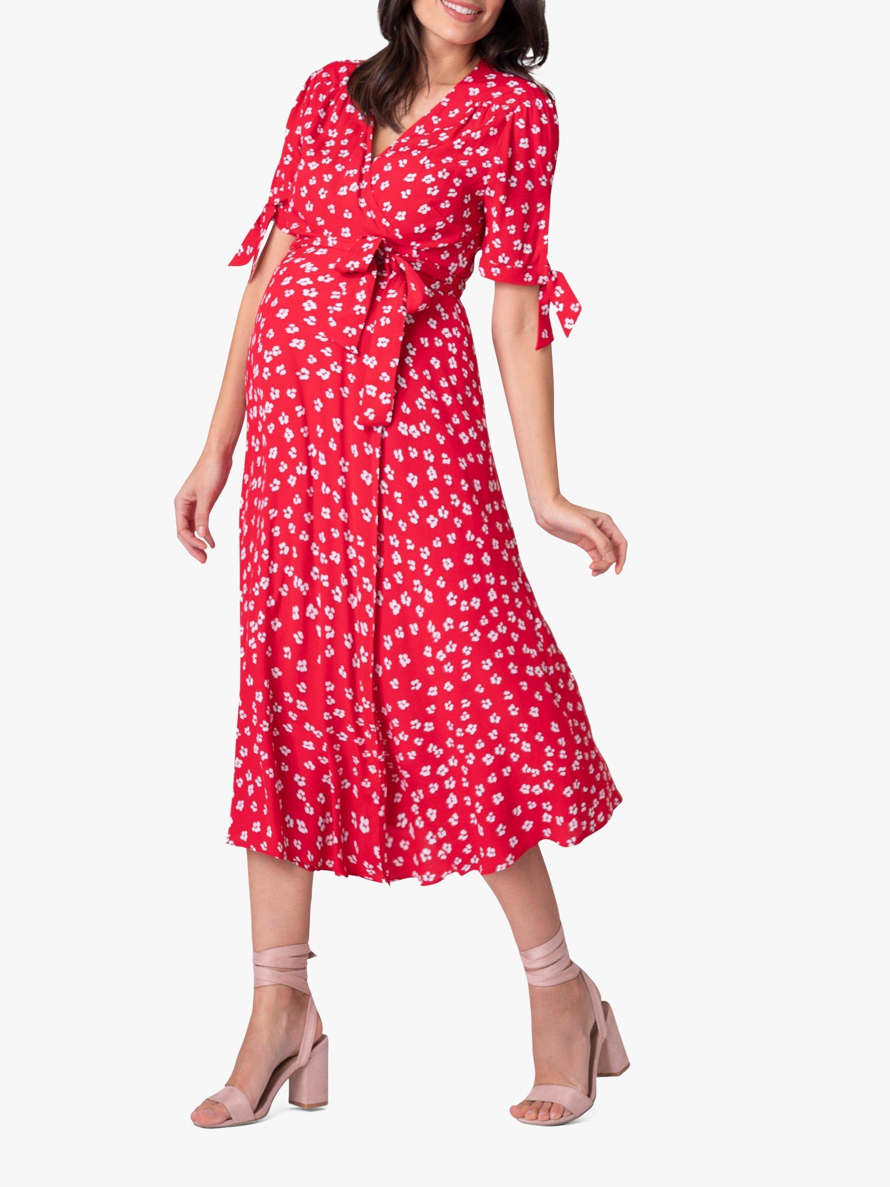 Product image 1 of 5, which shows Seraphine Bessie Floral Maternity Dress, Red, 10
