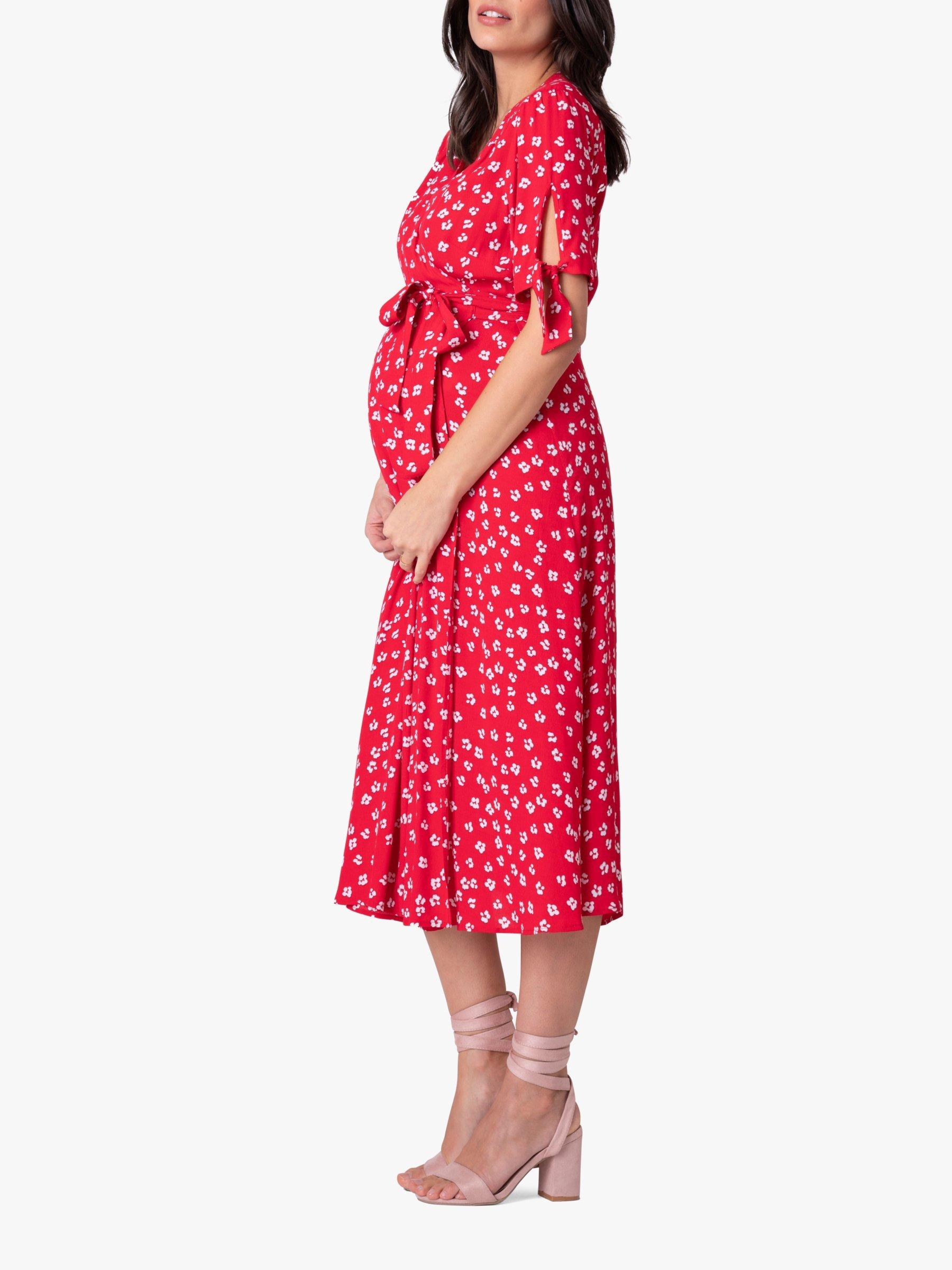 Product image 2 of 5, which shows Seraphine Bessie Floral Maternity Dress, Red, 10