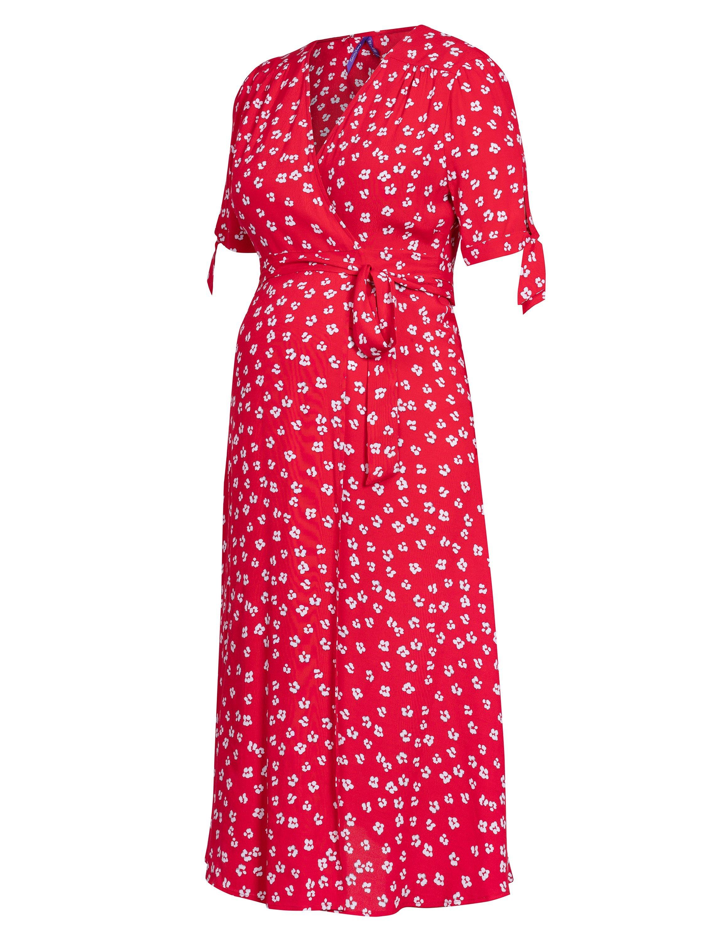 Product image 4 of 5, which shows Seraphine Bessie Floral Maternity Dress, Red, 10