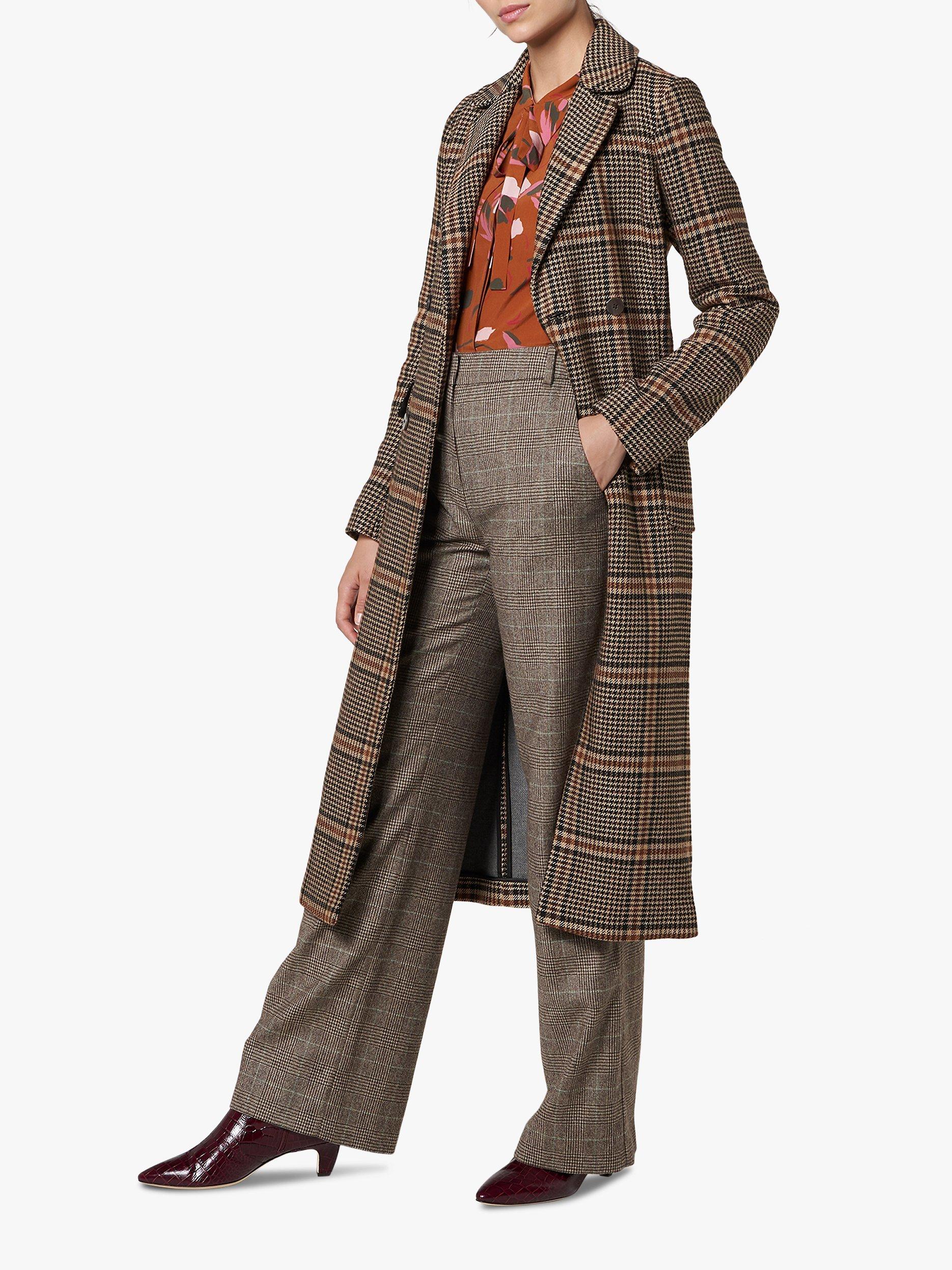L.K.Bennett Quincy Check Long Coat, Brown