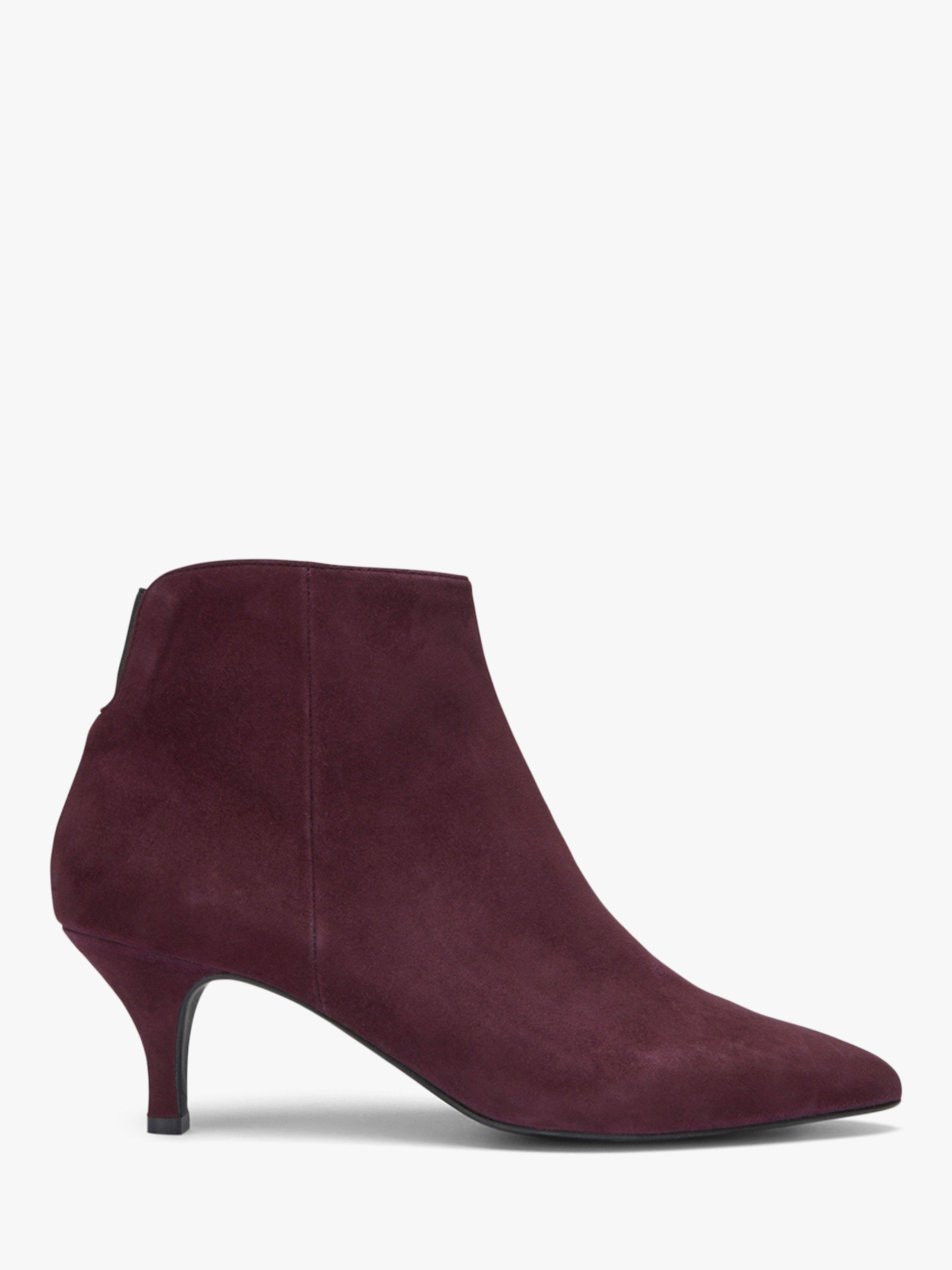 Mint Velvet Tommie Kitten Heel Ankle Boots Dark Red Suede