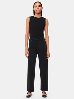 Whistles High Waist Barrel Leg Jeans, Black, Black