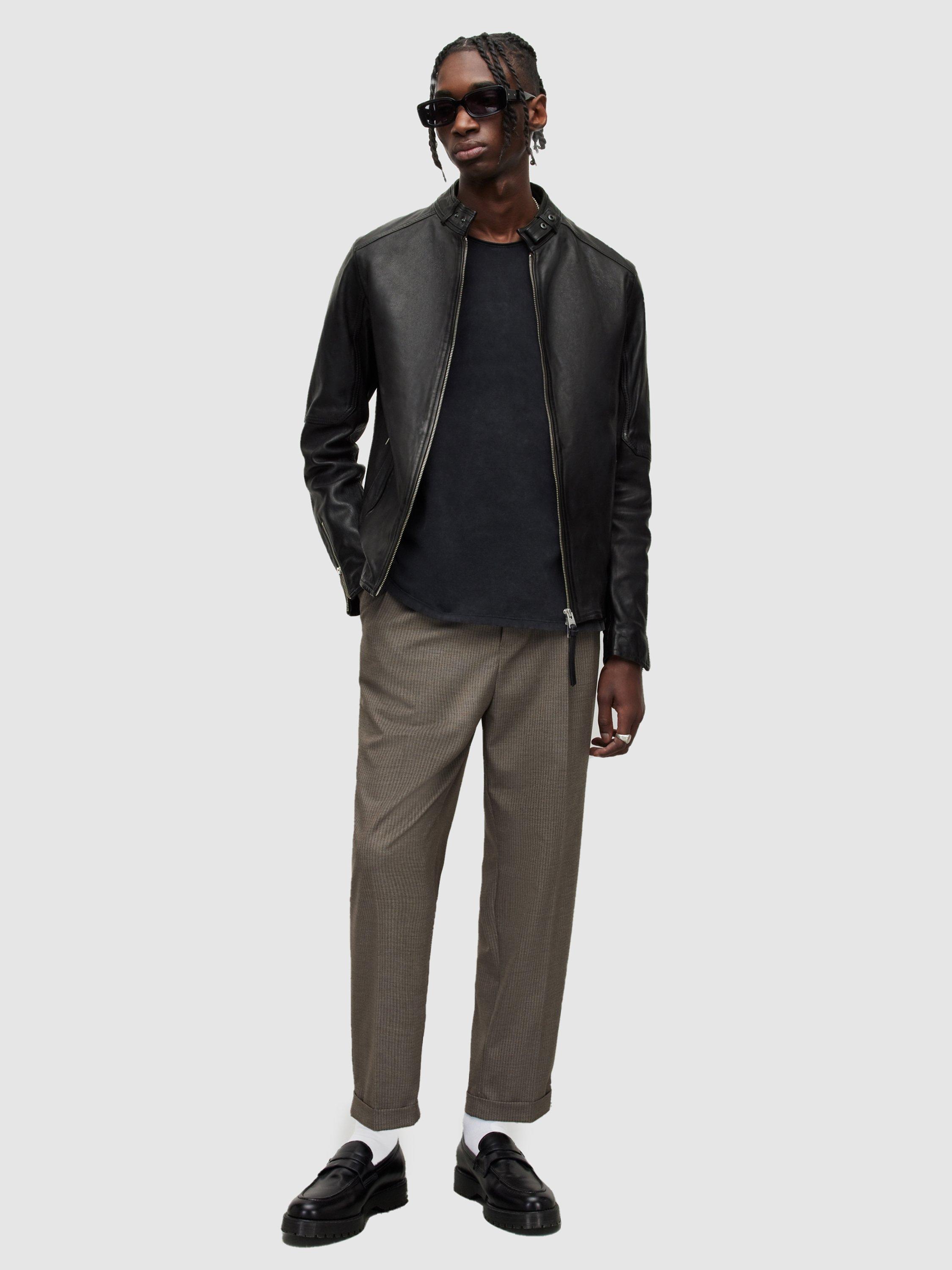 Product image 7 of 10, which shows AllSaints Cora Leather Jacket, Jet Black, XS